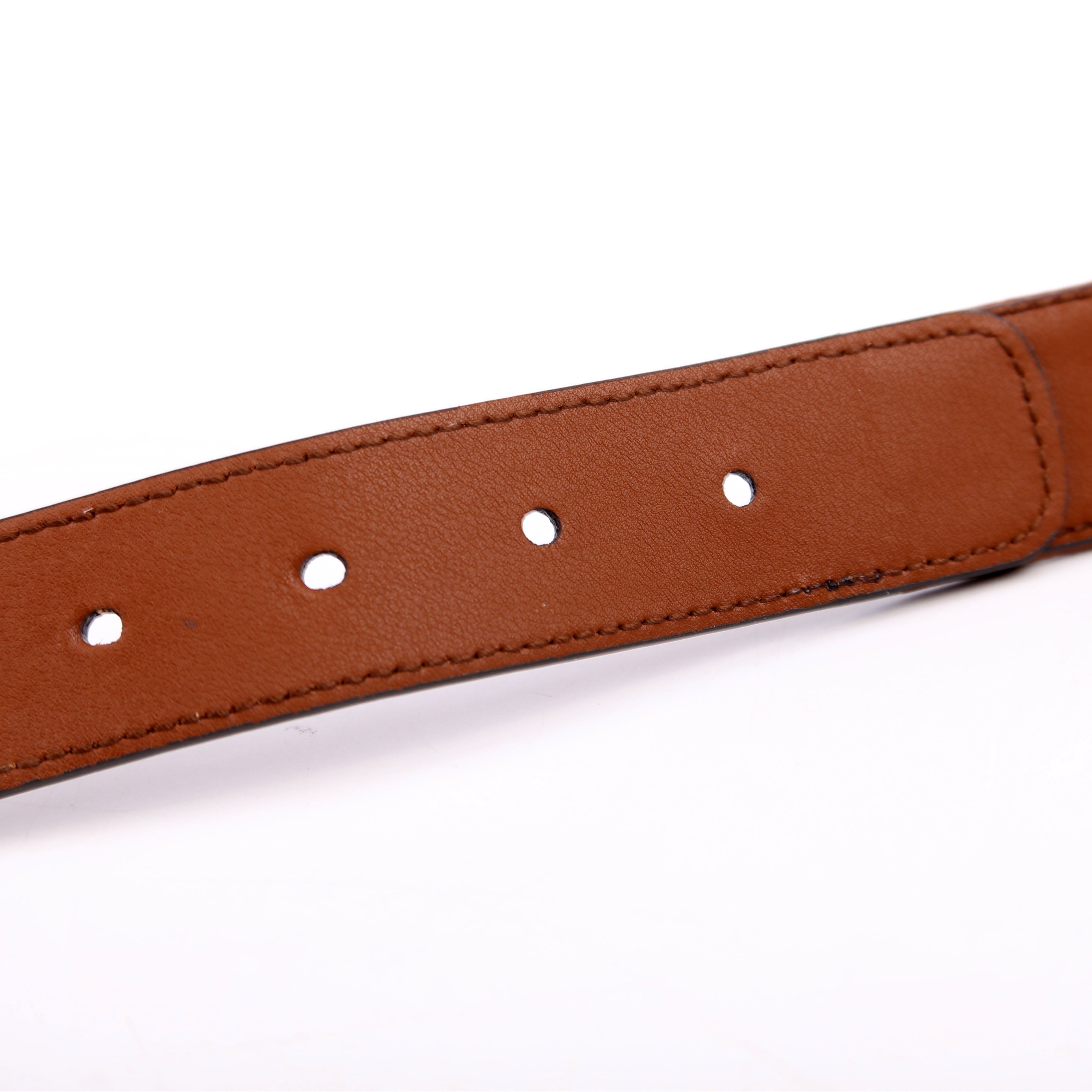 678694 New Denim GG Monogram Calfskin Belt Size 80/32