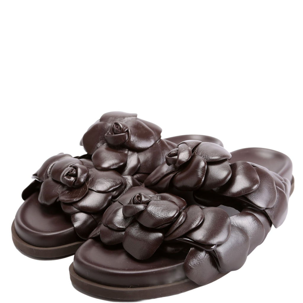 Leather Rose Edition Mule Sandals Size 36.5 Brown
