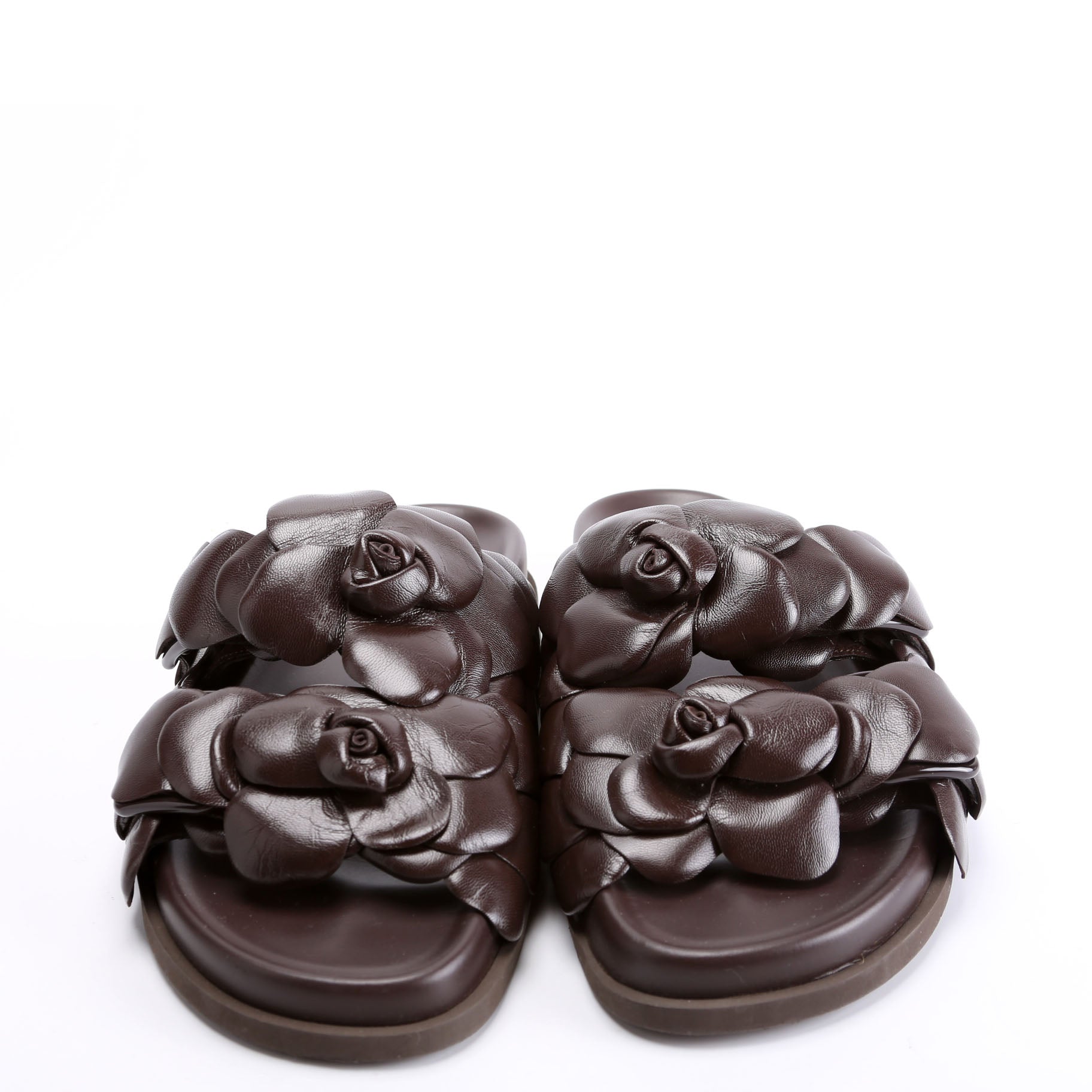 Leather Rose Edition Mule Sandals Size 36.5 Brown