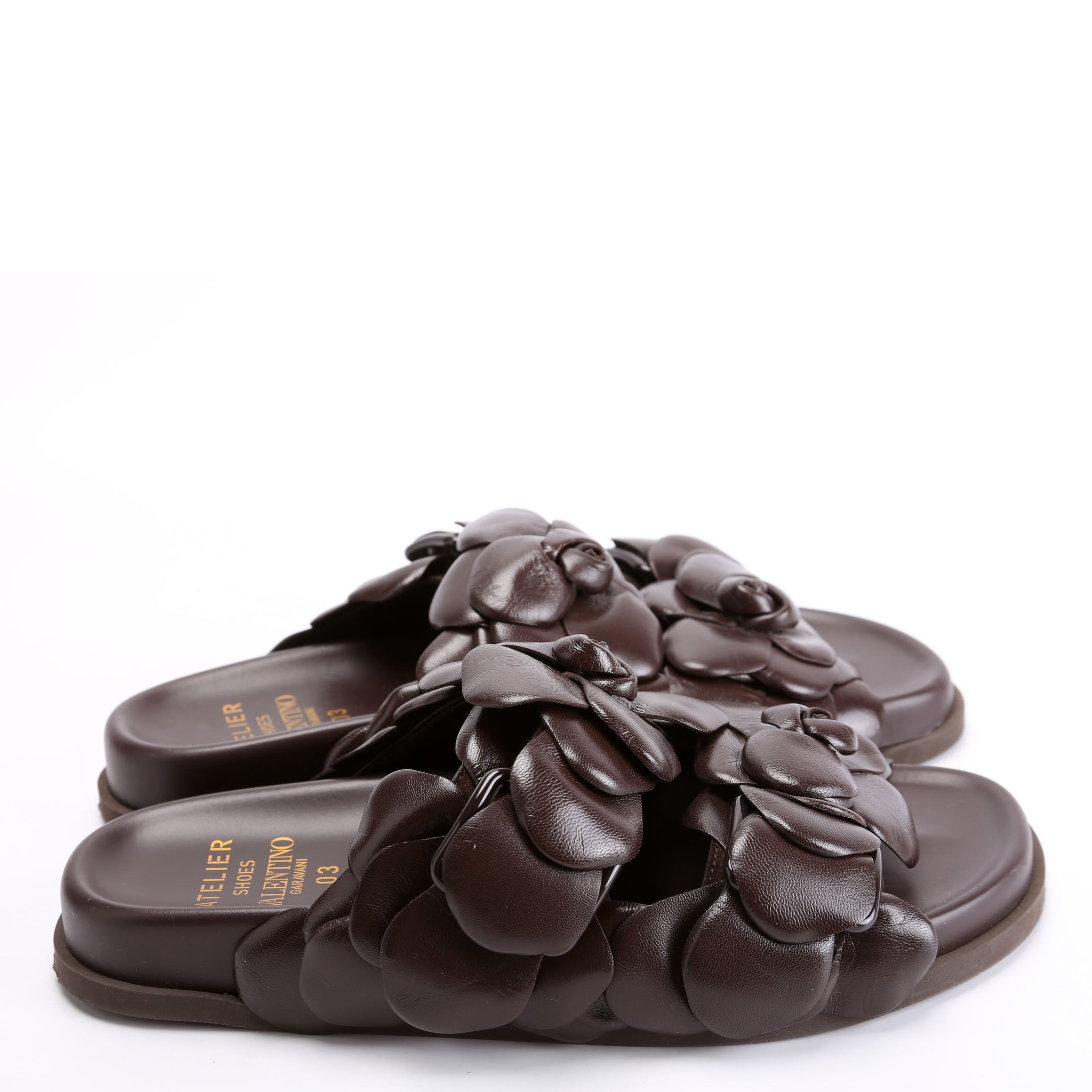 Leather Rose Edition Mule Sandals Size 36.5 Brown