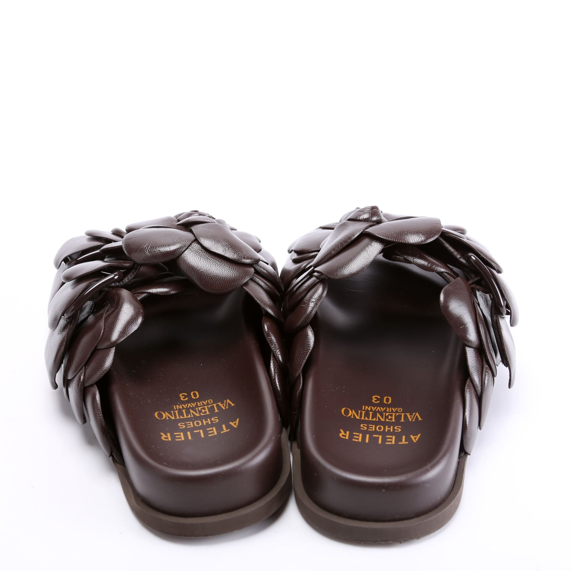 Leather Rose Edition Mule Sandals Size 36.5 Brown