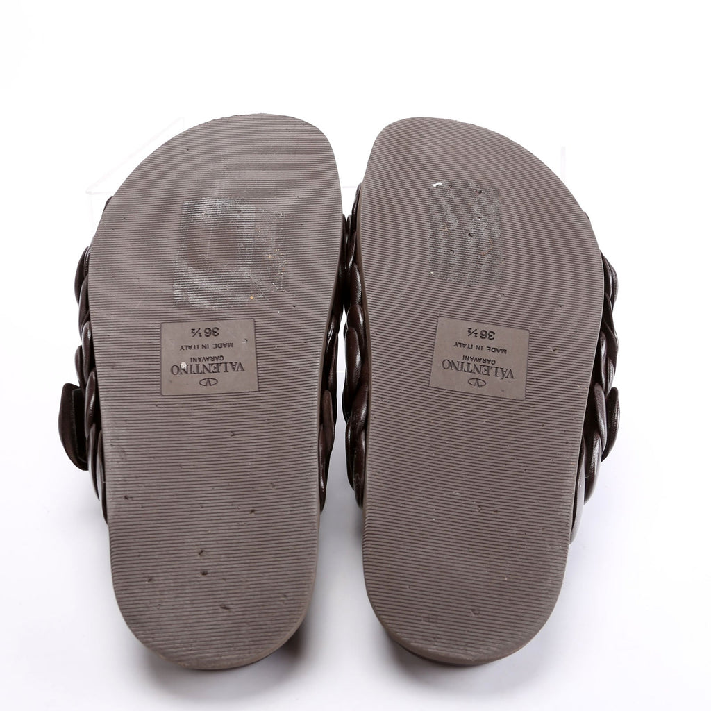 Leather Rose Edition Mule Sandals Size 36.5 Brown