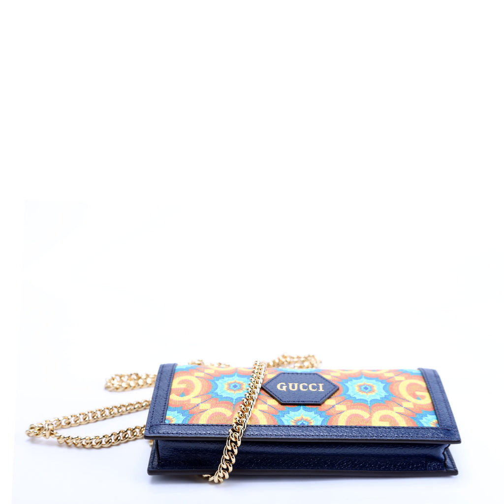 Gucci 676294 GG Kaleidoscope 100 Chain Wallet Navy/Multicolor