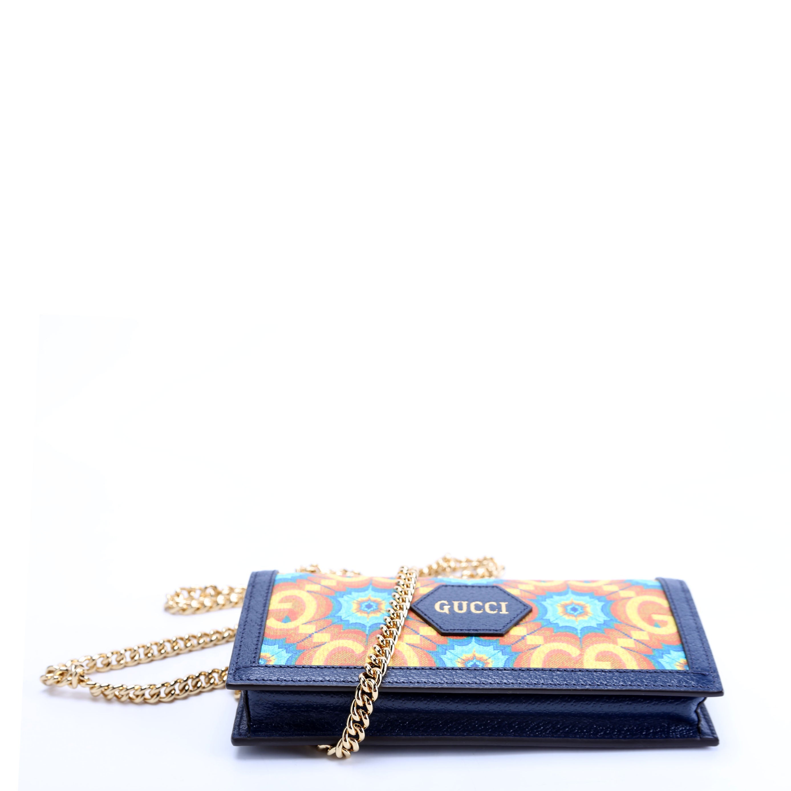 Gucci 676294 GG Kaleidoscope 100 Chain Wallet Navy/Multicolor