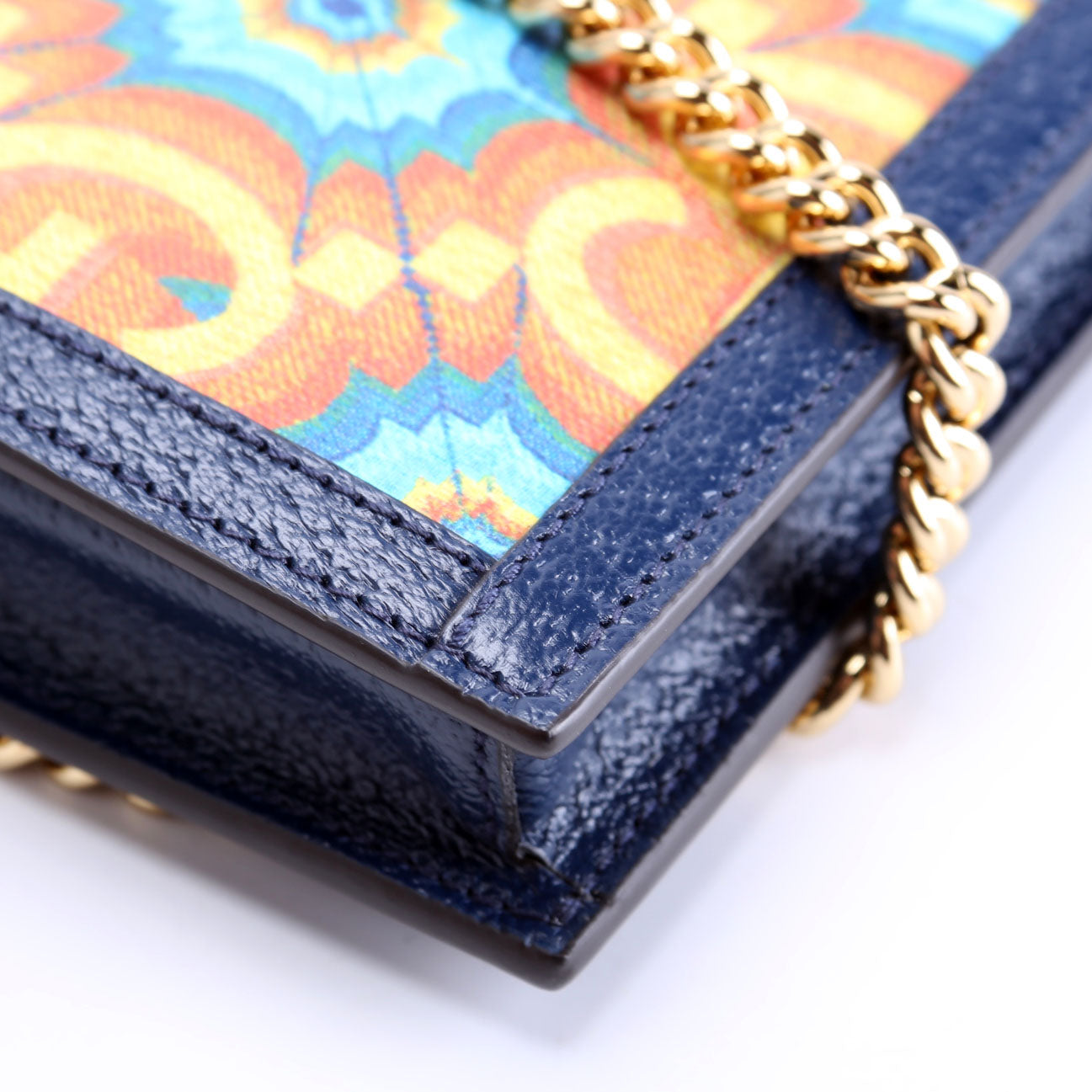 Gucci 676294 GG Kaleidoscope 100 Chain Wallet Navy/Multicolor