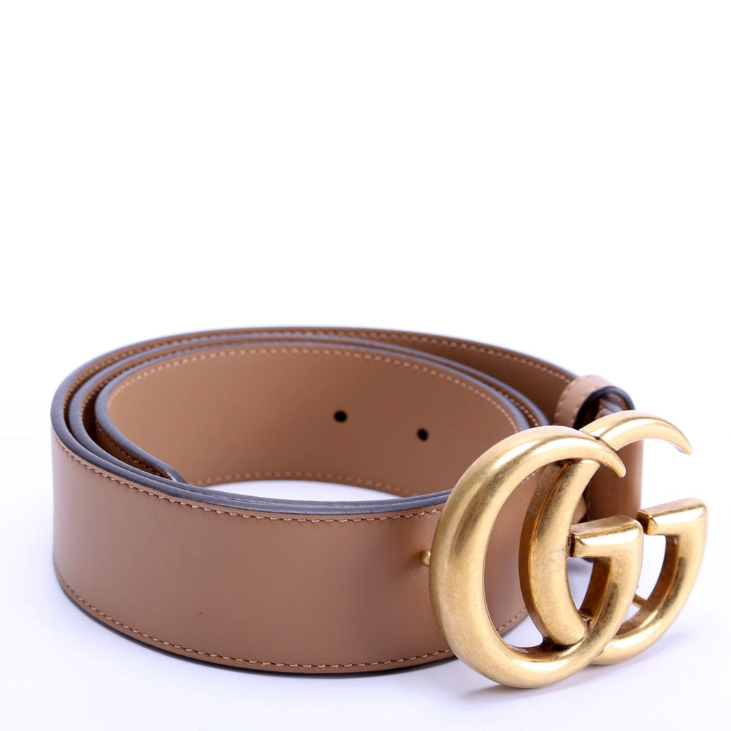 400593 Marmont GG Leather Belt Size 85/34 Tan