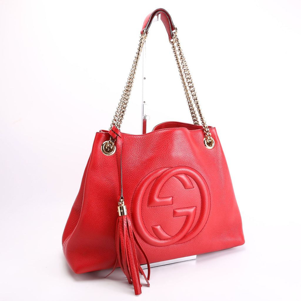 308982 Soho Leather Shoulder Medium Red