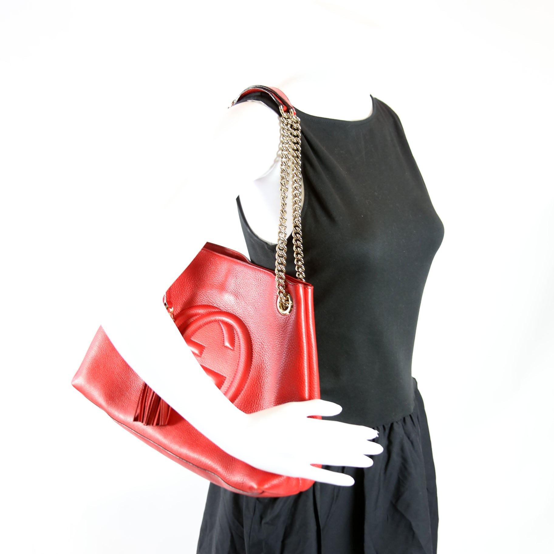 308982 Soho Leather Shoulder Medium Red
