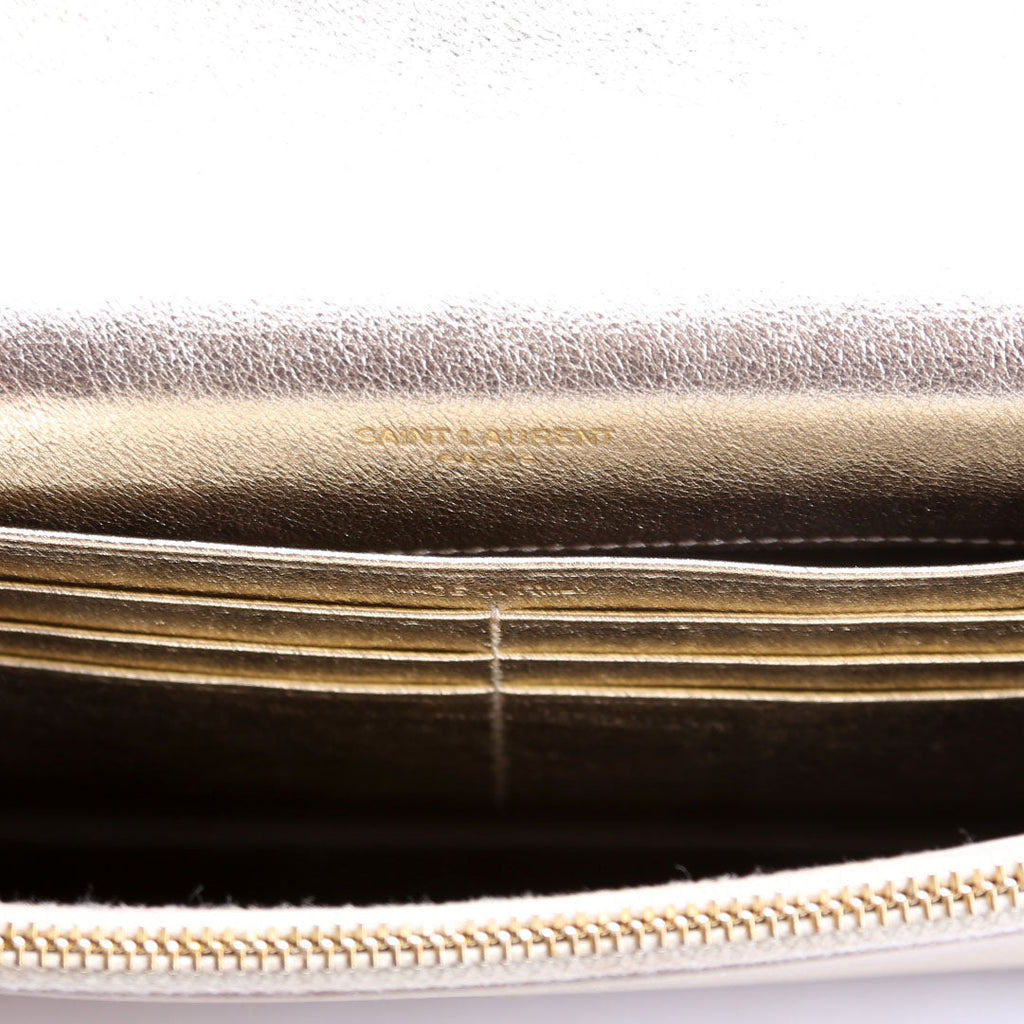 Envelope Chain Wallet Metallic Calfskin 402031 Gold