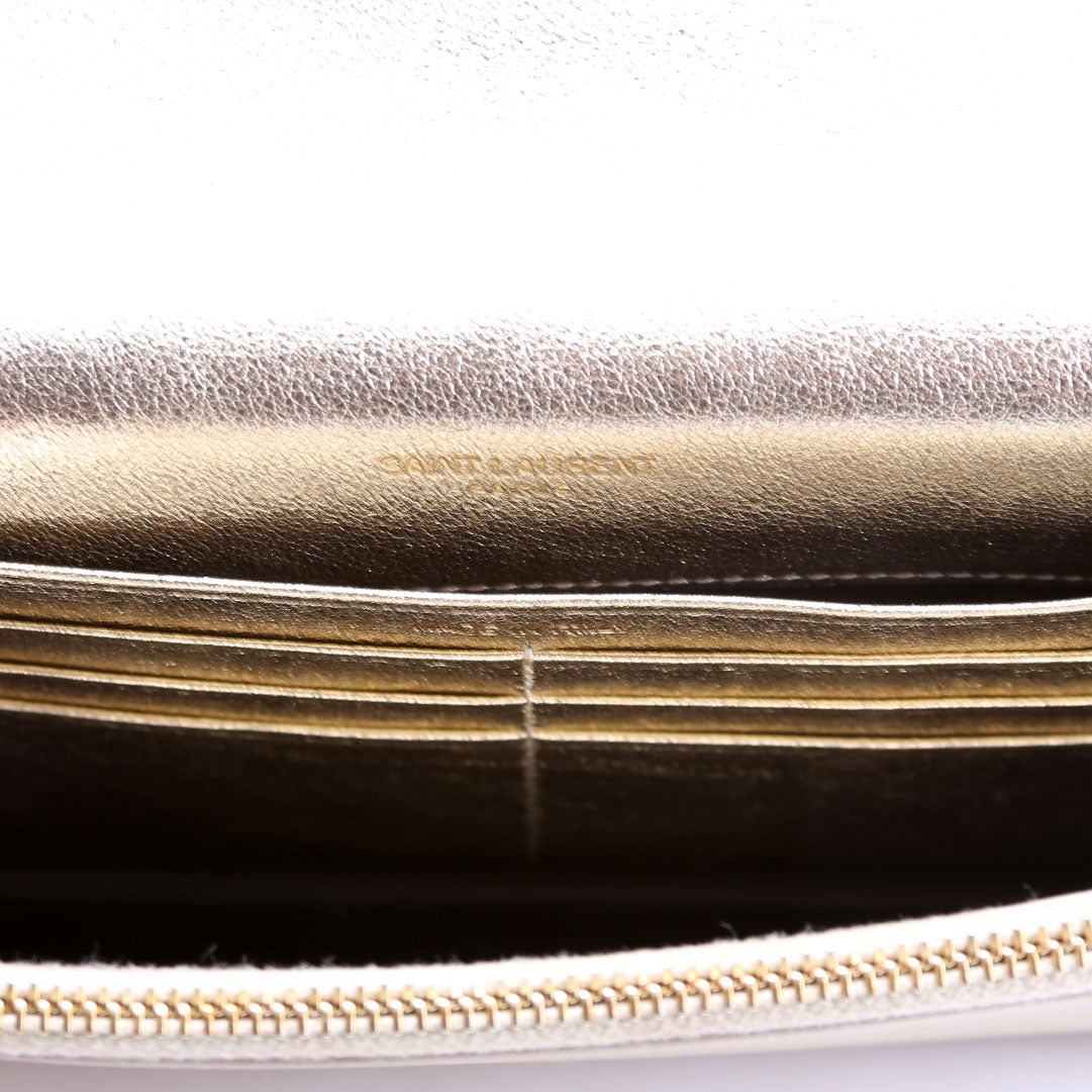 Envelope Chain Wallet Metallic Calfskin 402031 Gold