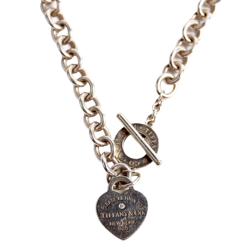 Please Return Heart Toggle Choker W/ Diamonds 925