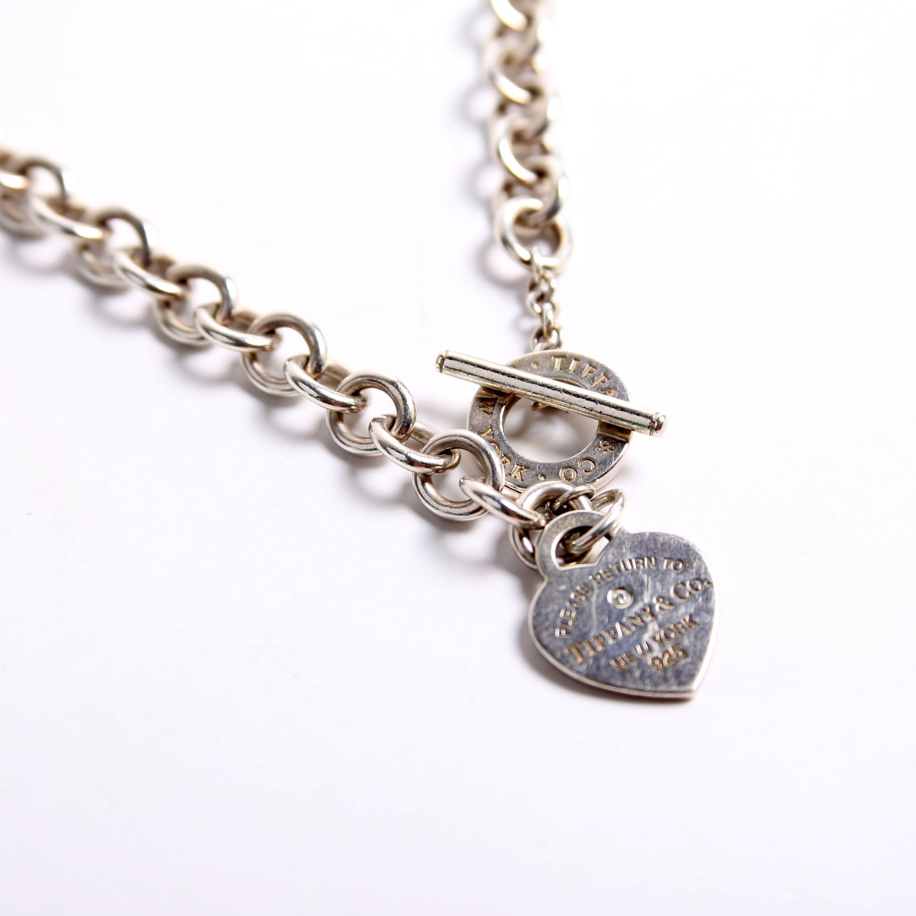 Please Return Heart Toggle Choker W/ Diamonds 925