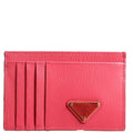 1MC053 Triangle Logo Card Holder Pink