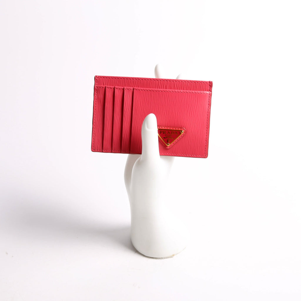 1MC053 Triangle Logo Card Holder Pink