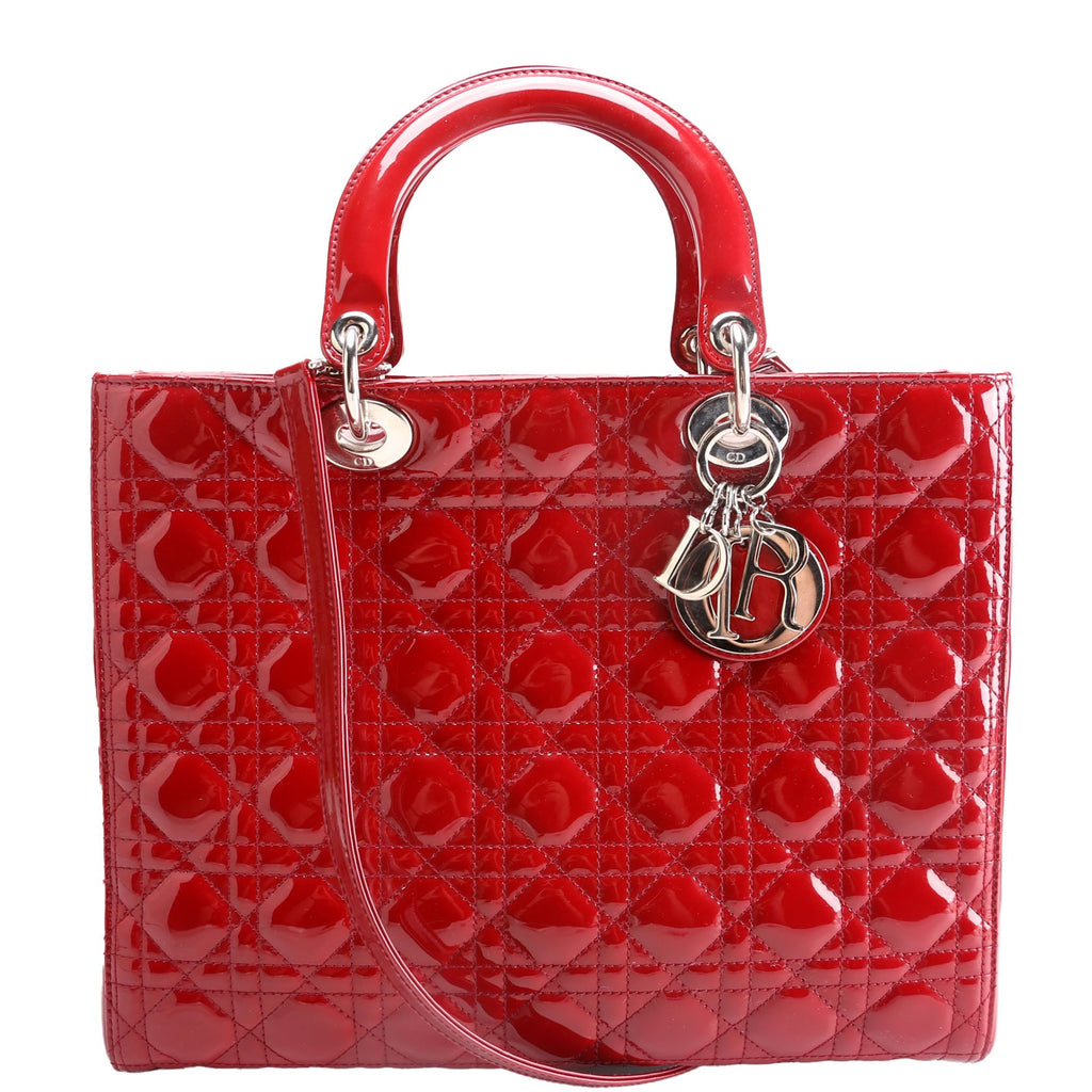 Lady Dior Large Patent Red