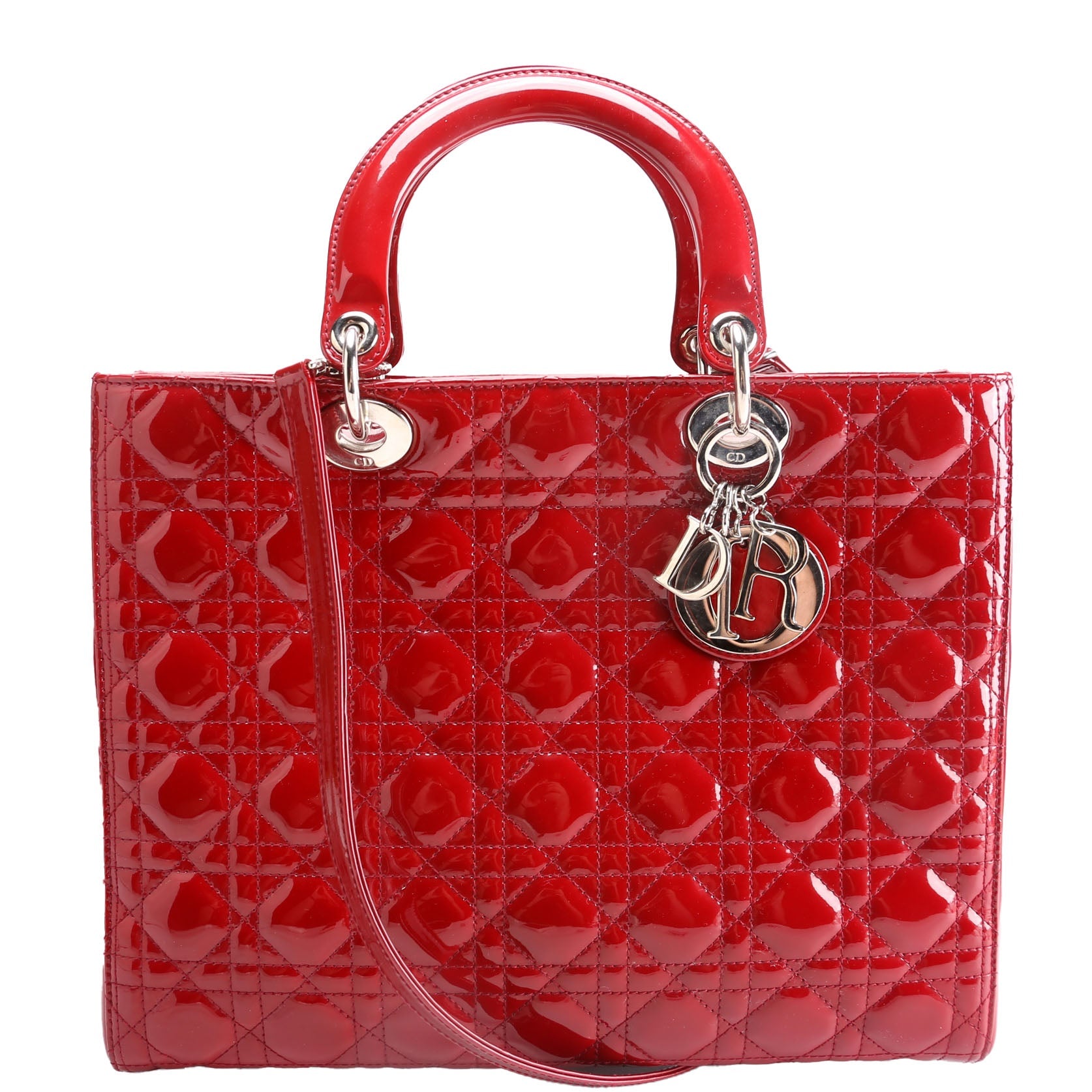 Lady Dior Large Patent Red