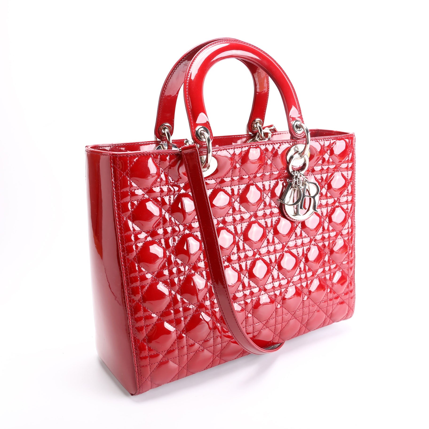 Lady Dior Large Patent Red