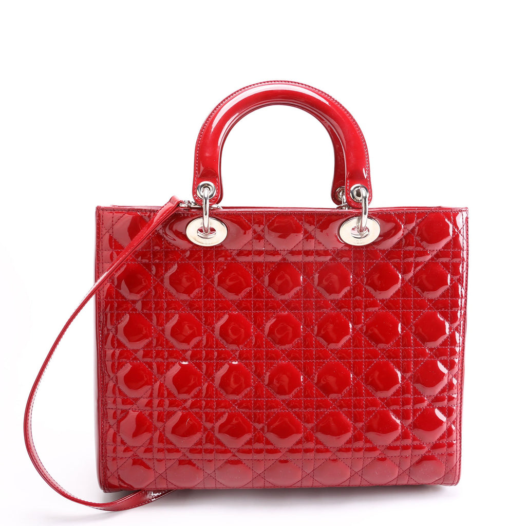 Lady Dior Large Patent Red