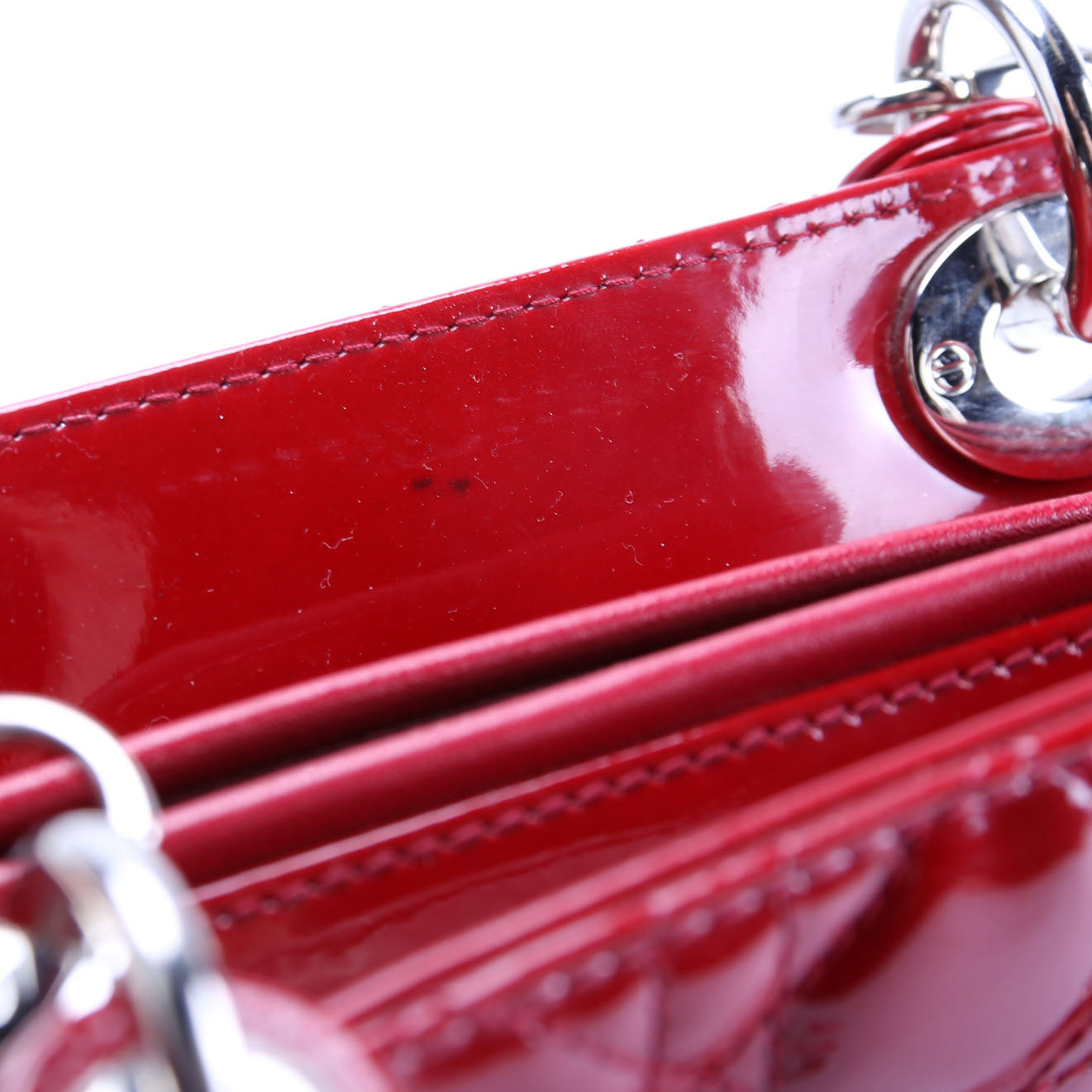 Lady Dior Large Patent Red