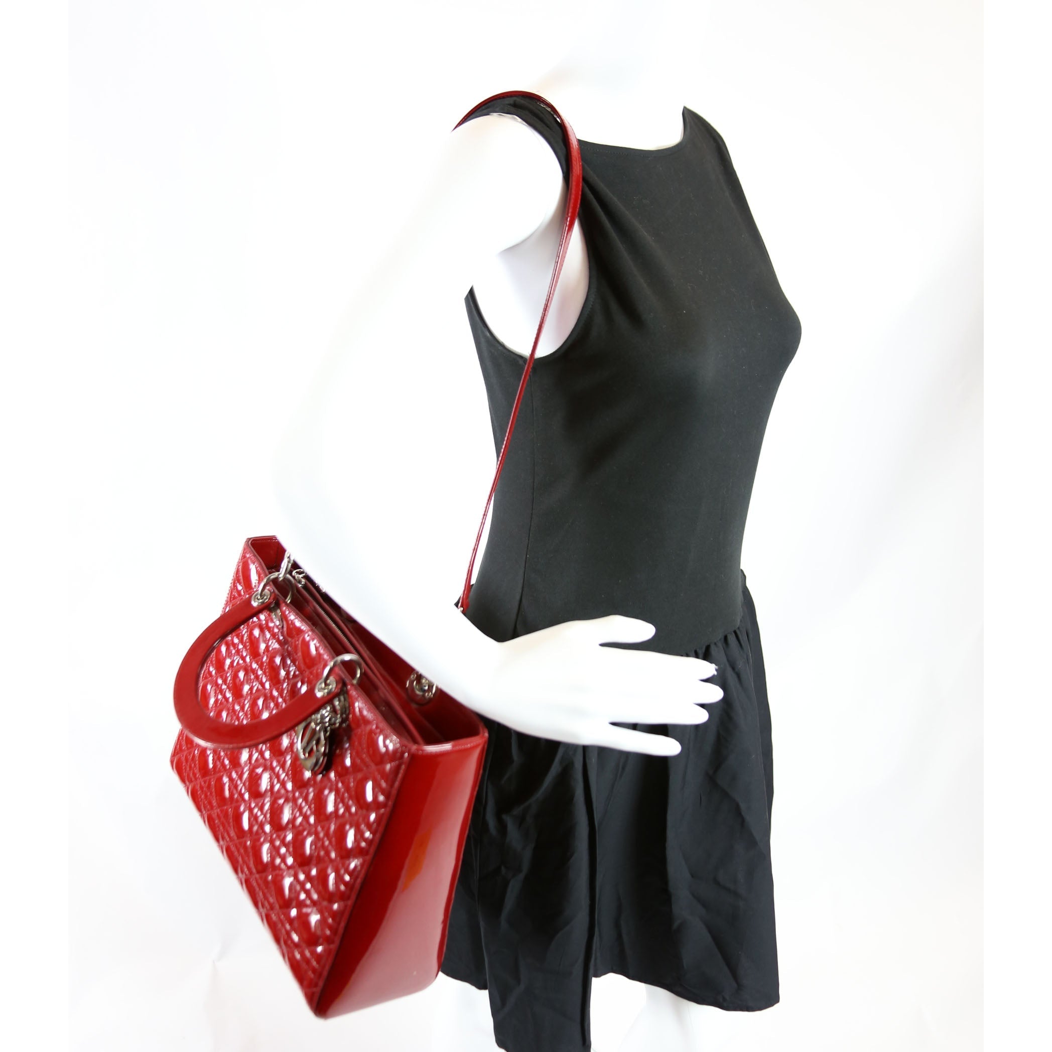 Lady Dior Large Patent Red