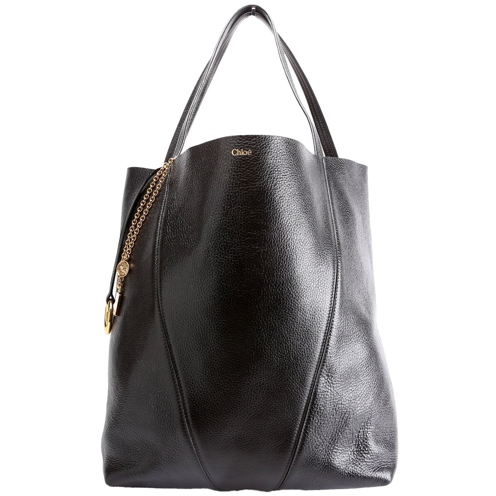 Spin Tote Grained Leather Black