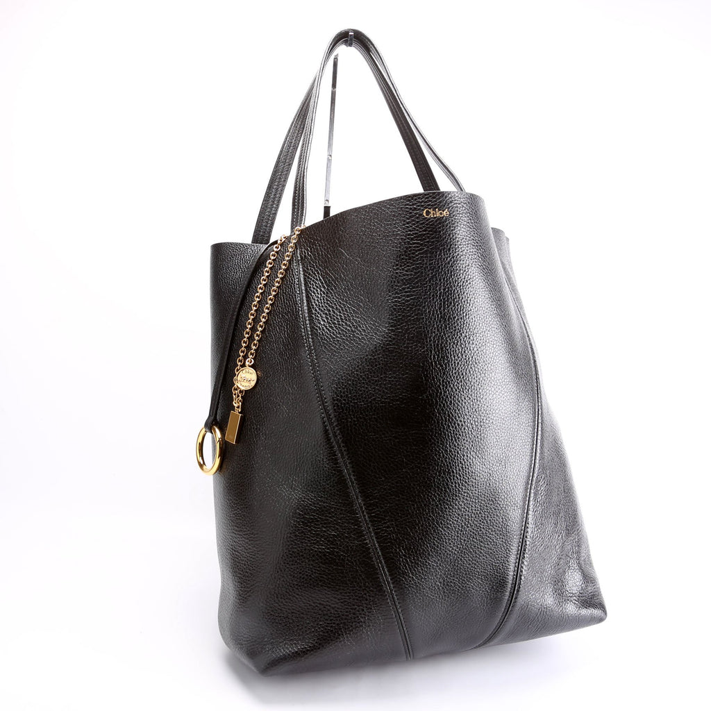 Spin Tote Grained Leather Black