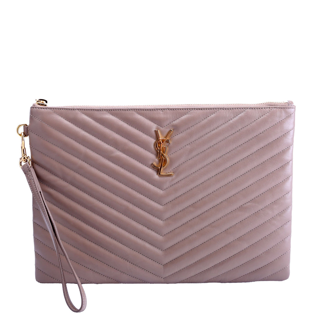 559193 A5 Matelasse Pouch Tan