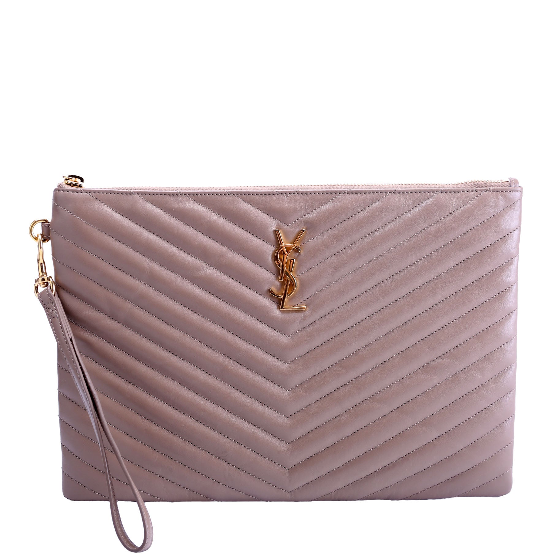 559193 A5 Matelasse Pouch Tan