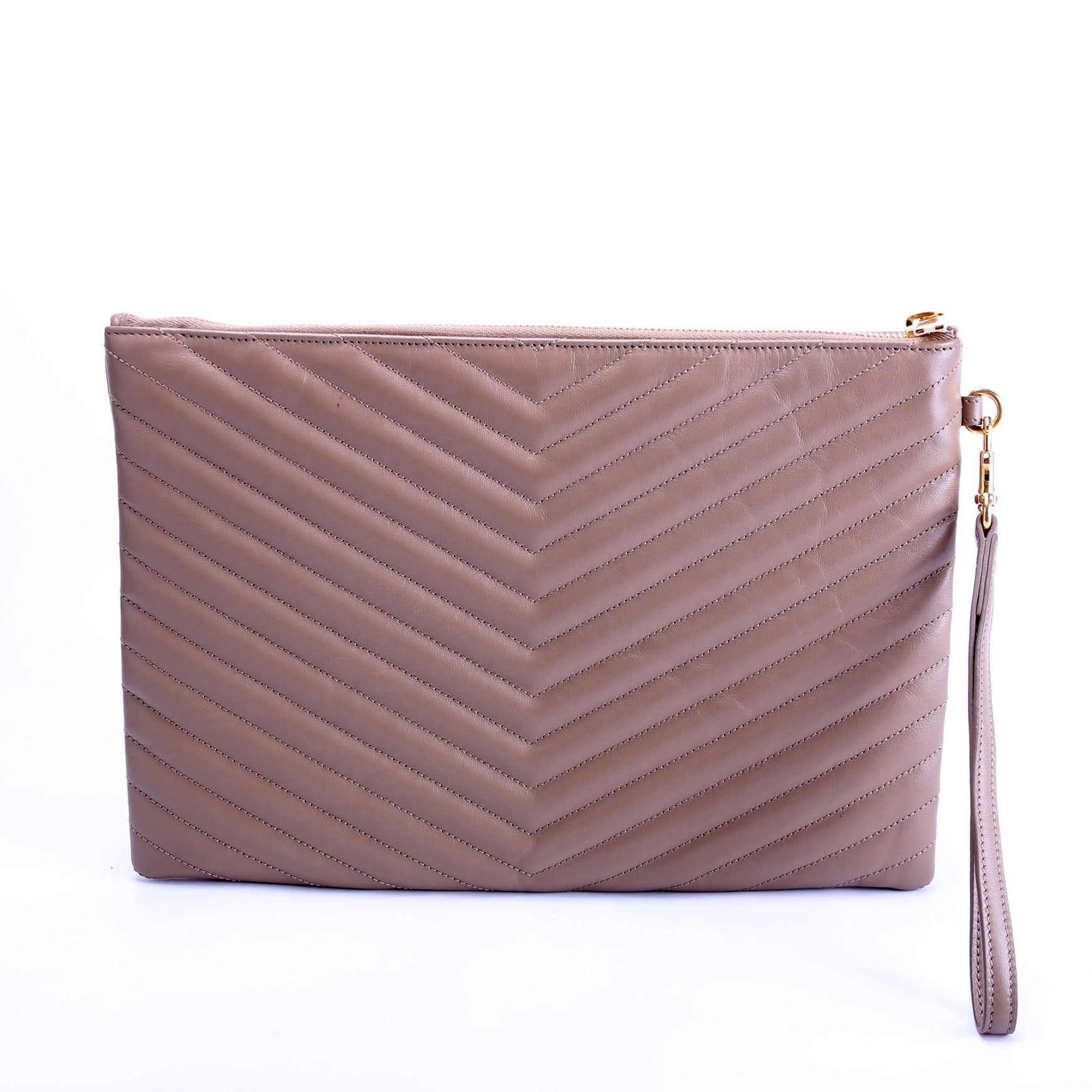 559193 A5 Matelasse Pouch Tan