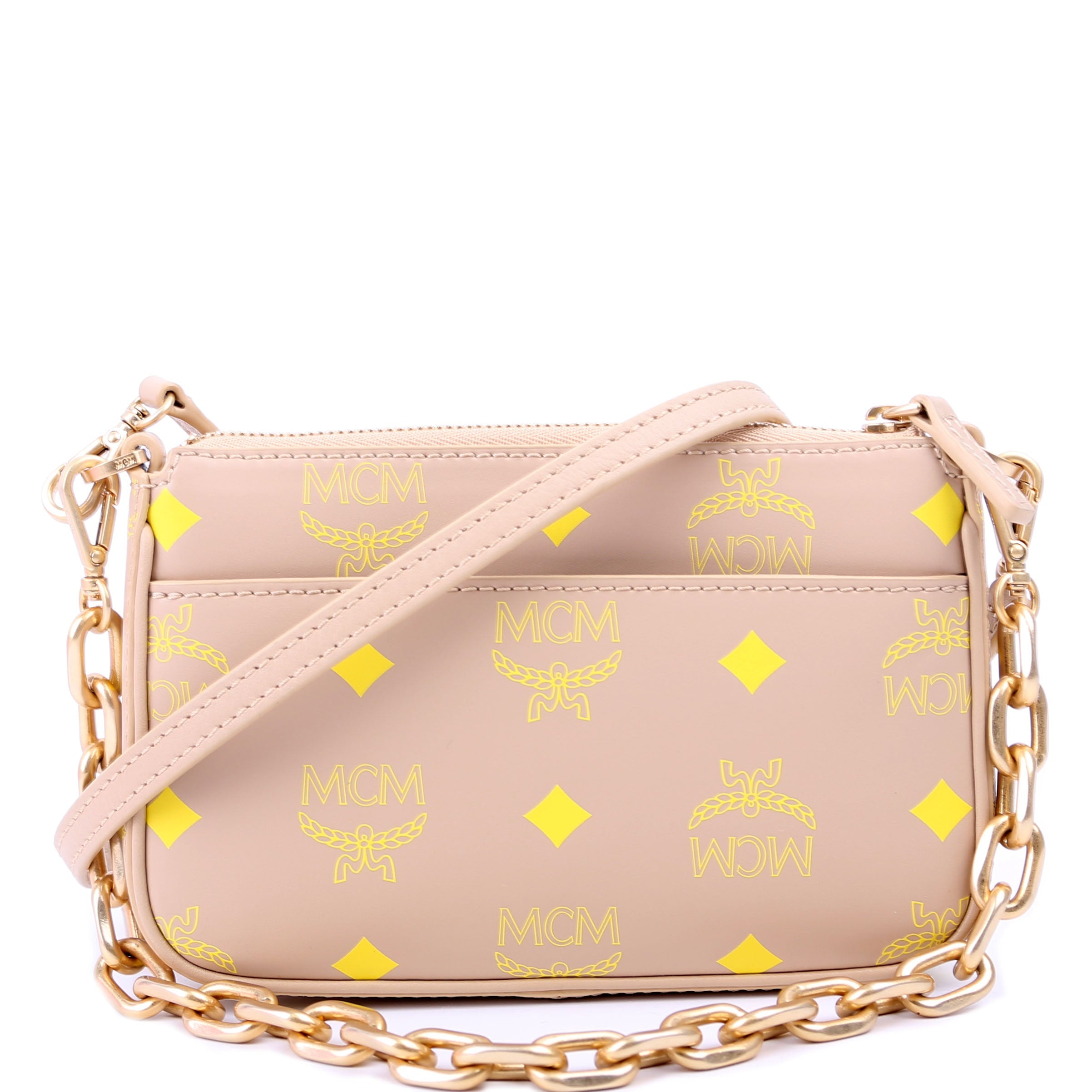 Mini Color Splash Pouch On Chain Beige/Yellow