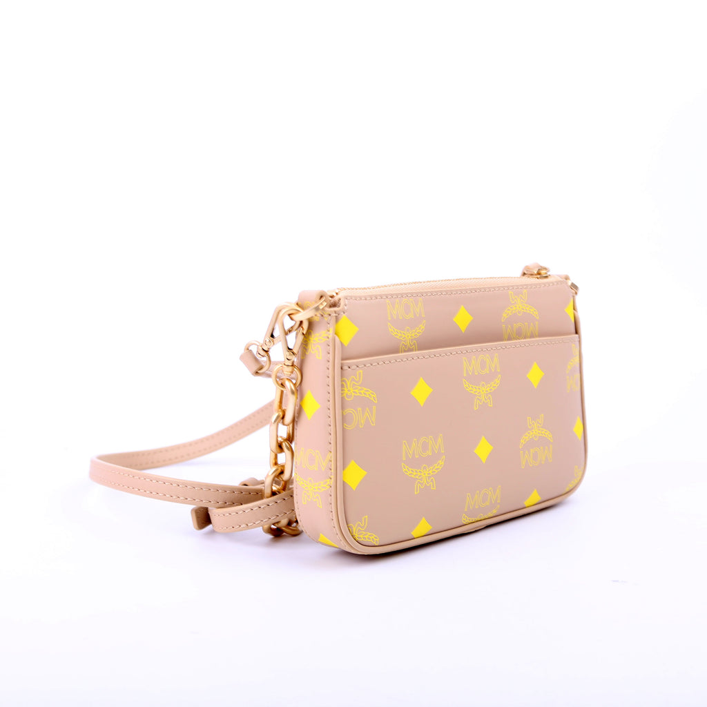 Mini Color Splash Pouch On Chain Beige/Yellow