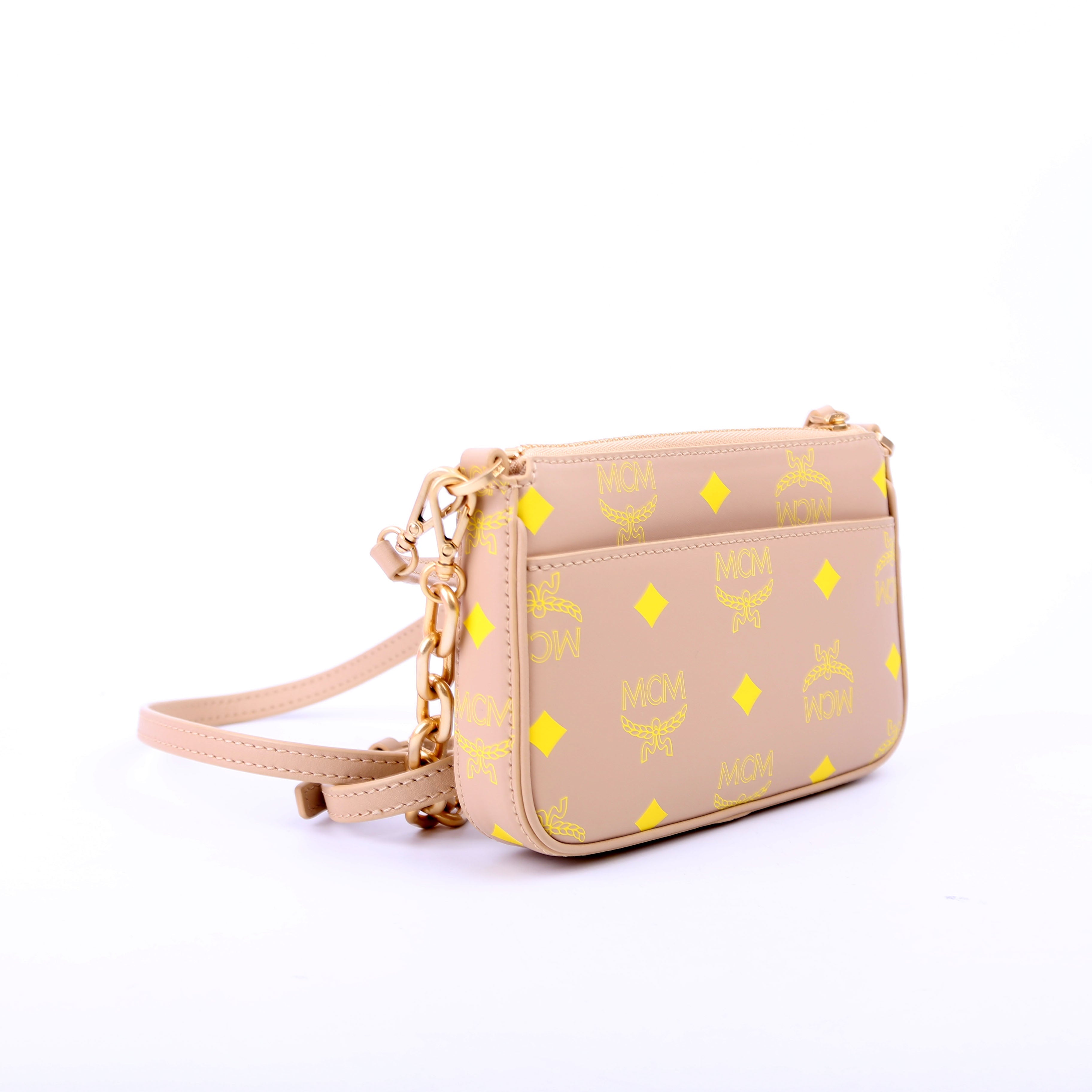 Mini Color Splash Pouch On Chain Beige/Yellow
