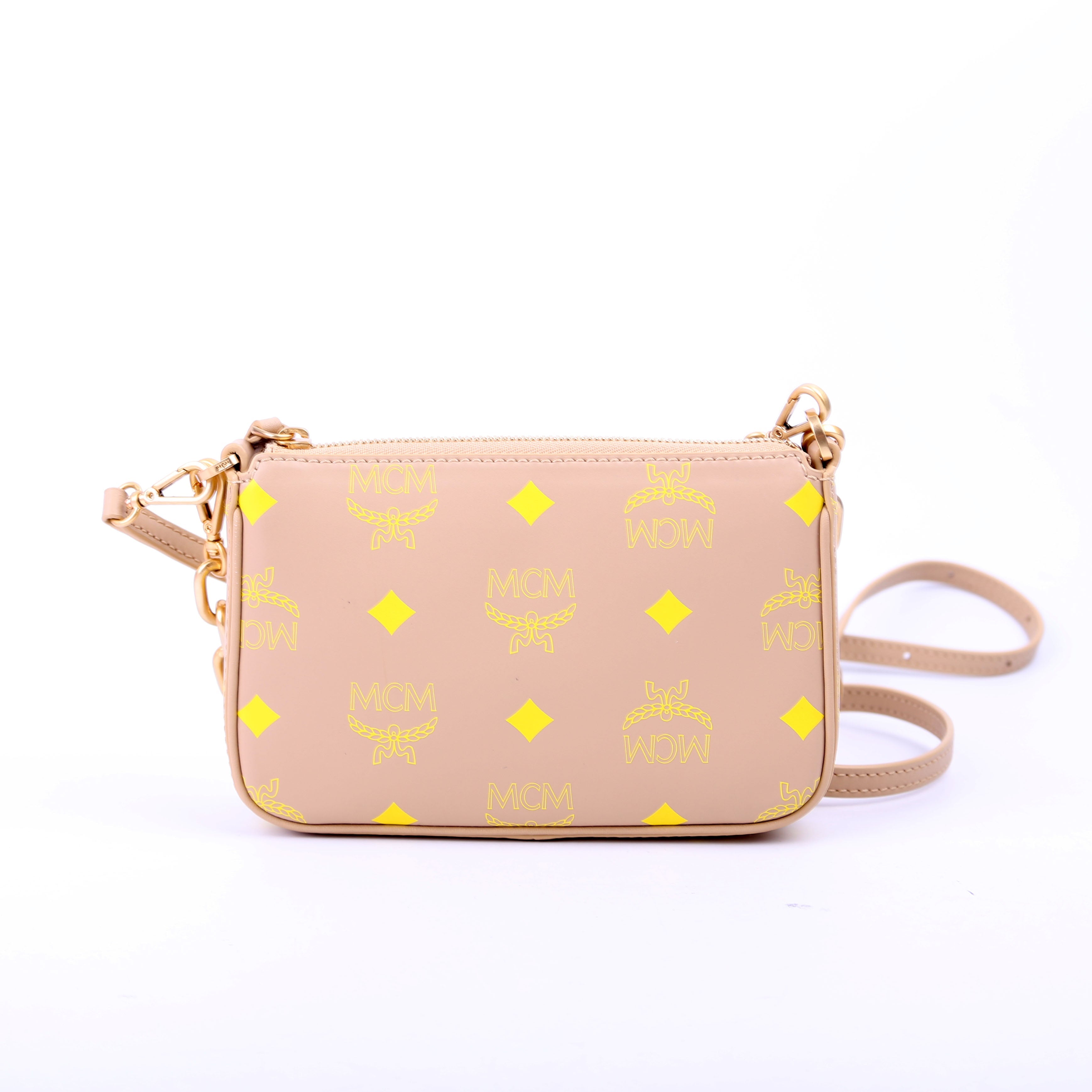 Mini Color Splash Pouch On Chain Beige/Yellow