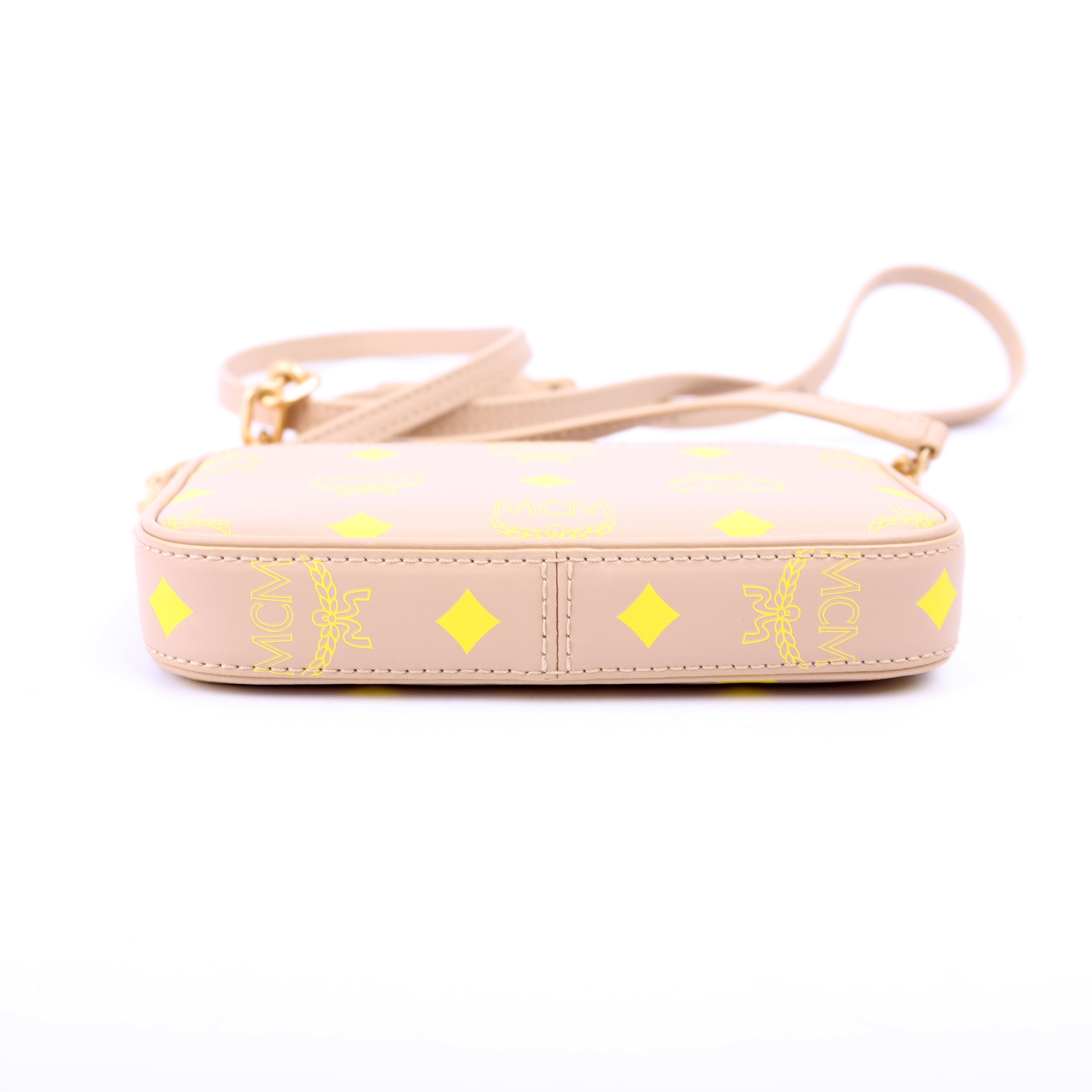 Mini Color Splash Pouch On Chain Beige/Yellow