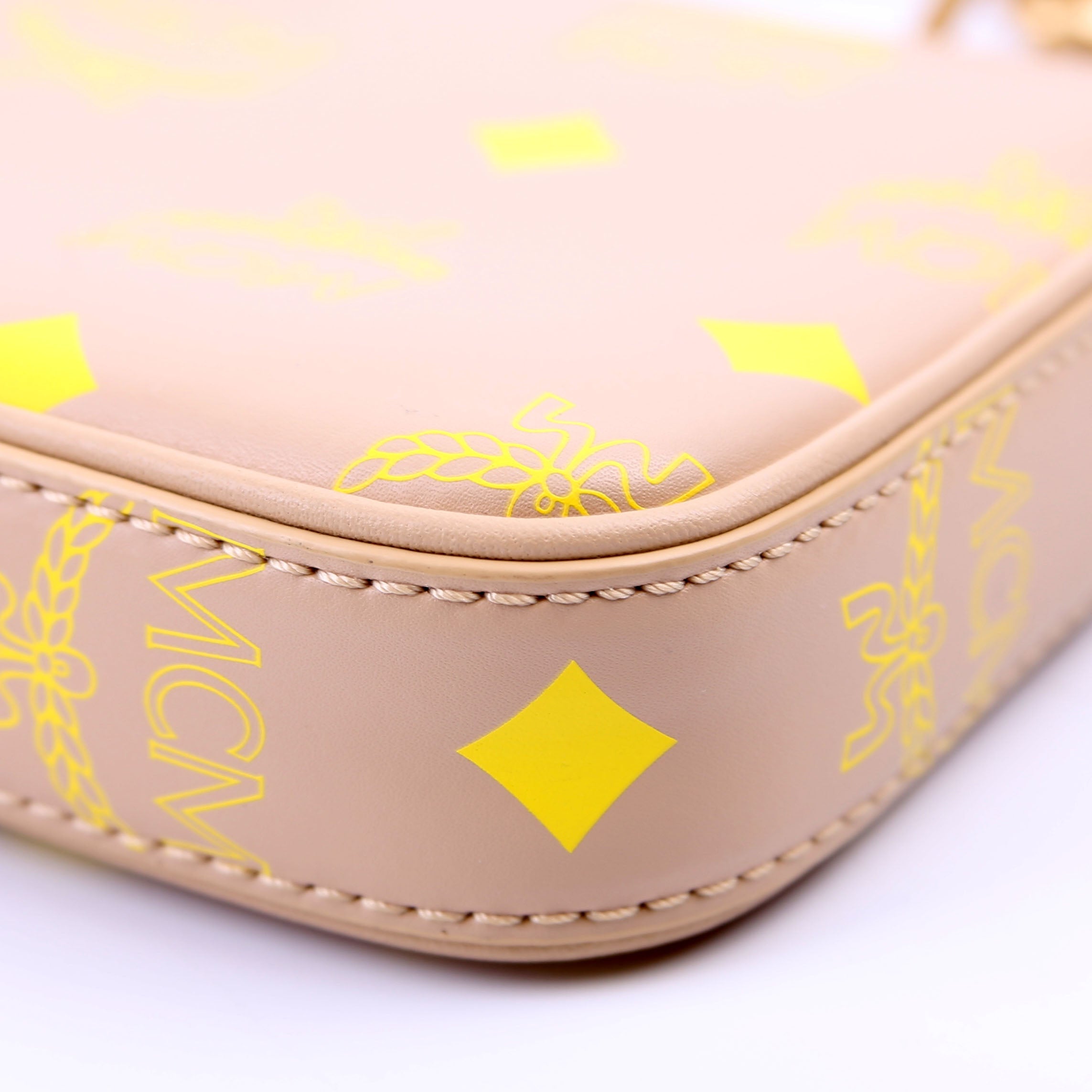Mini Color Splash Pouch On Chain Beige/Yellow