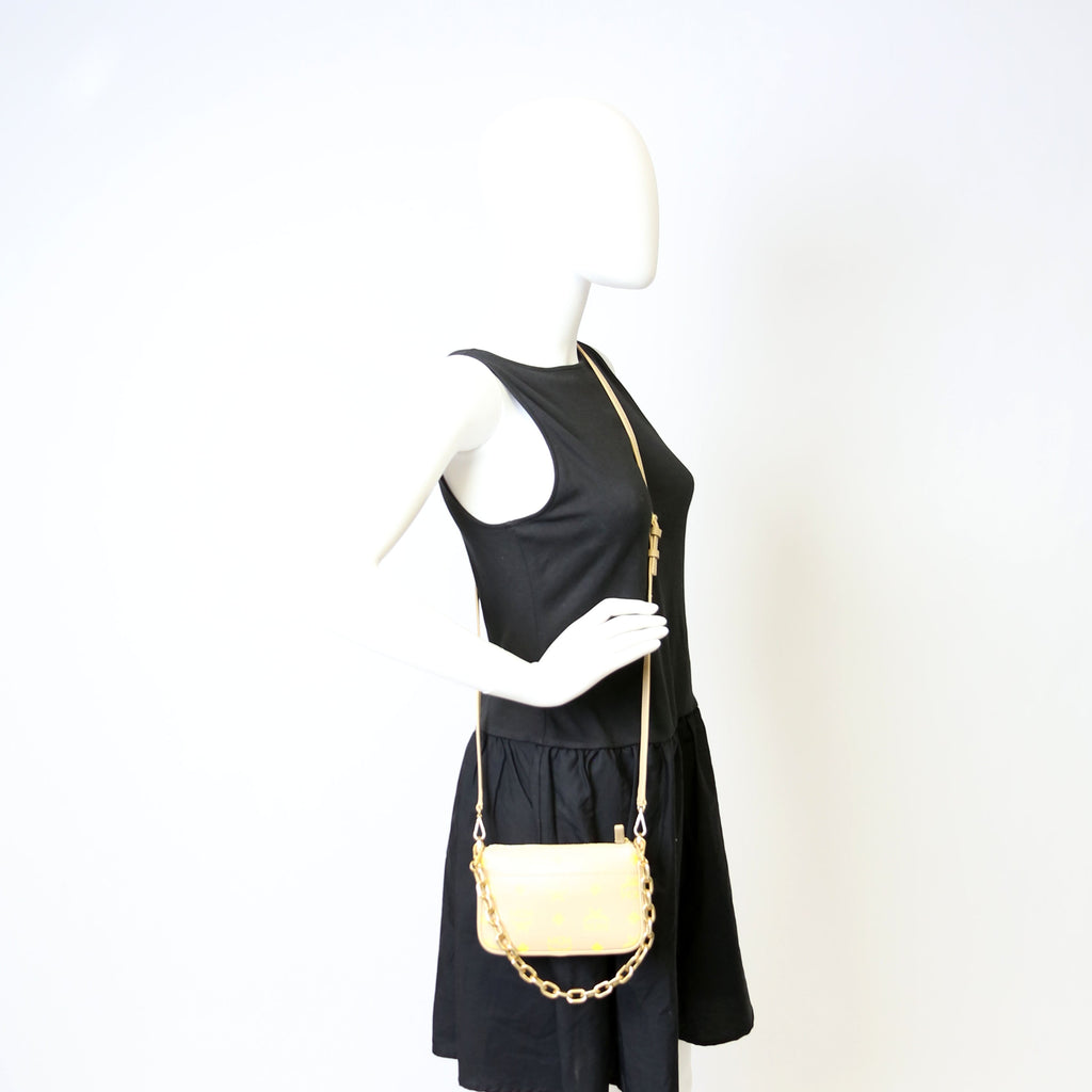Mini Color Splash Pouch On Chain Beige/Yellow