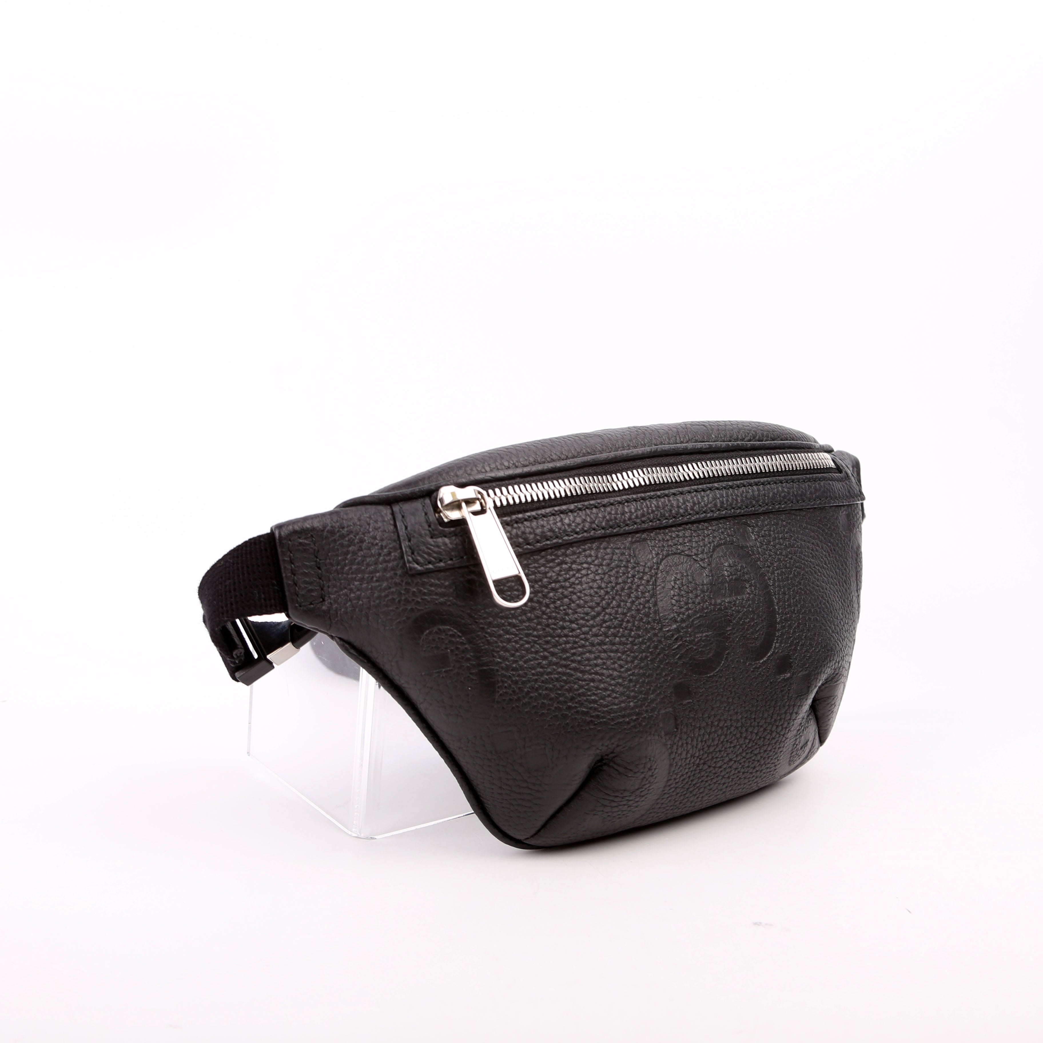 658582 GG Embossed Belt Bag Black
