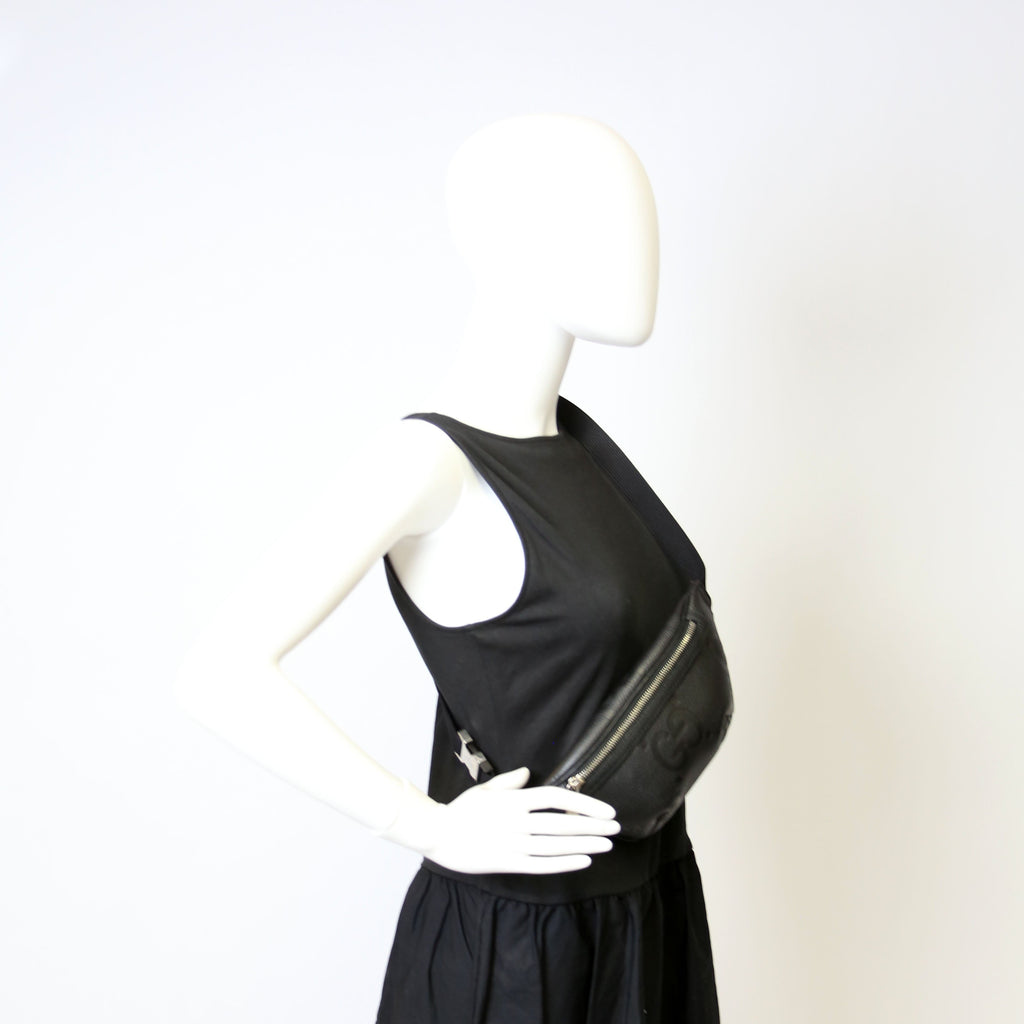 658582 GG Embossed Belt Bag Black