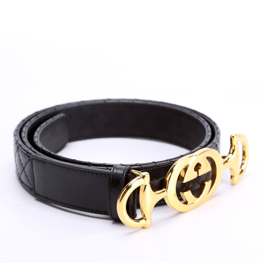 550122 Interlocking GG Horsebit Belt Size 90/36 Black