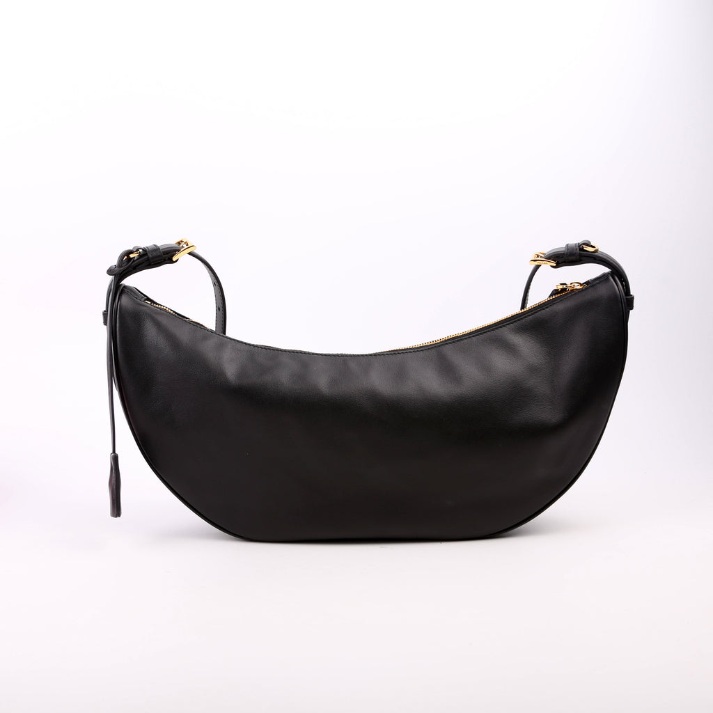 Prada Demi-Lune Calfskin Shoulder Bag Large Black