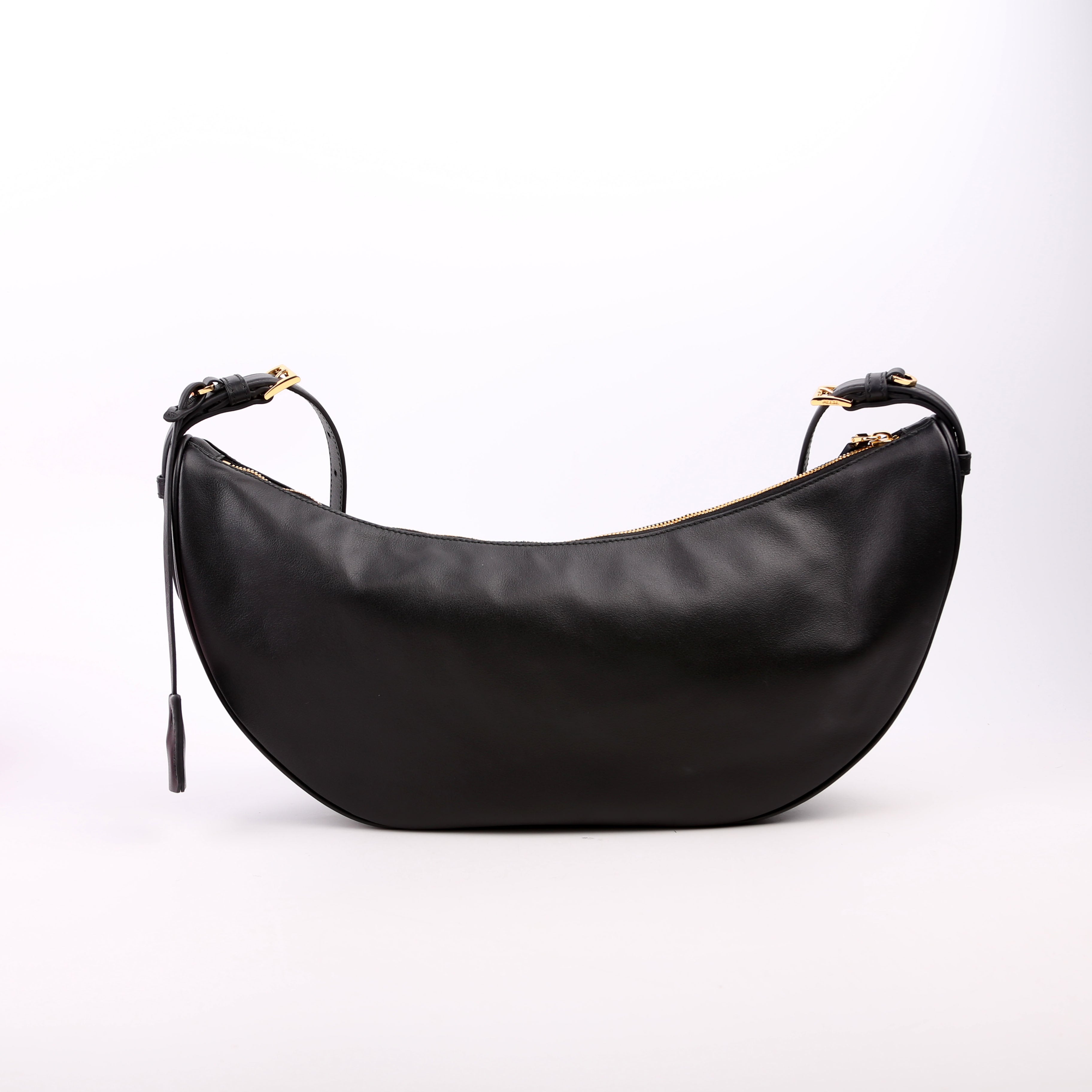Prada Demi-Lune Calfskin Shoulder Bag Large Black