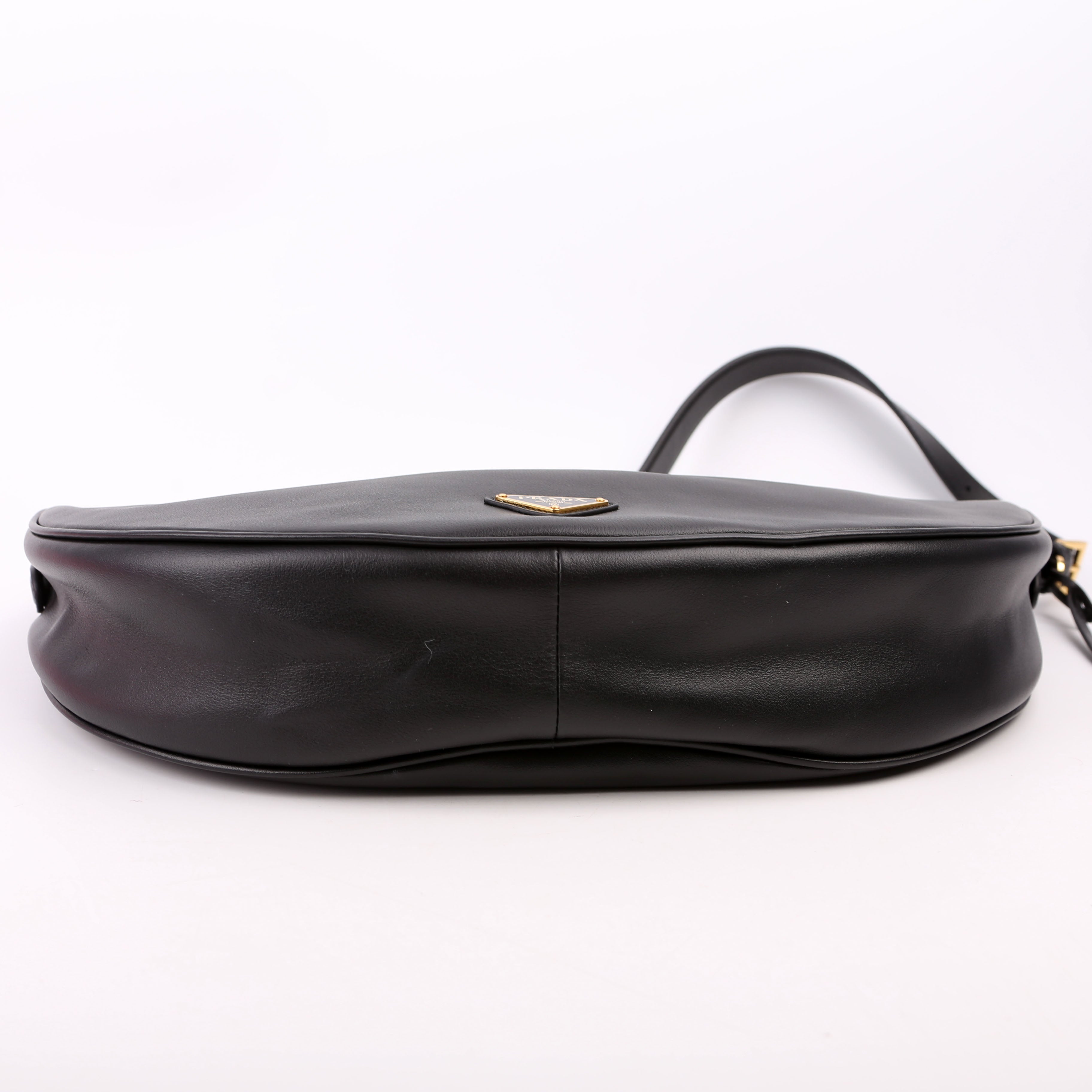 Prada Demi-Lune Calfskin Shoulder Bag Large Black
