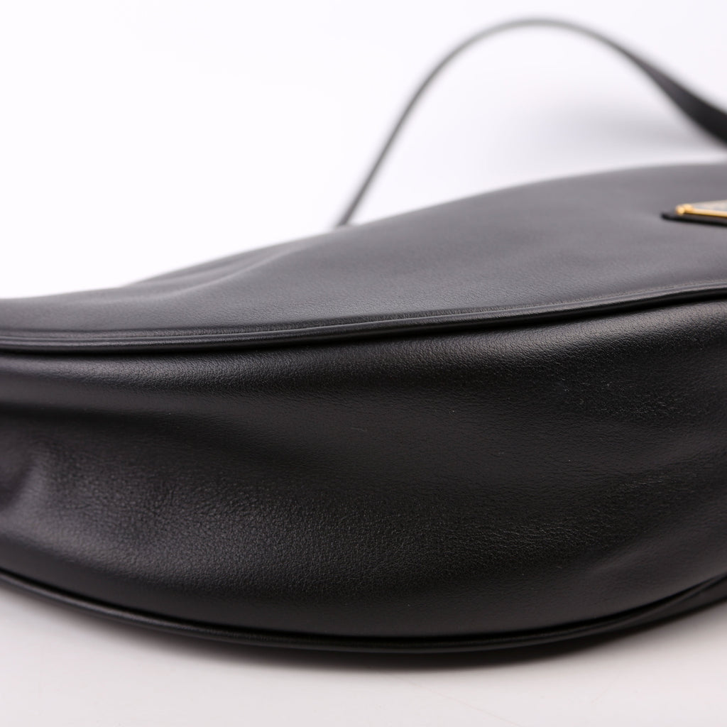 Prada Demi-Lune Calfskin Shoulder Bag Large Black