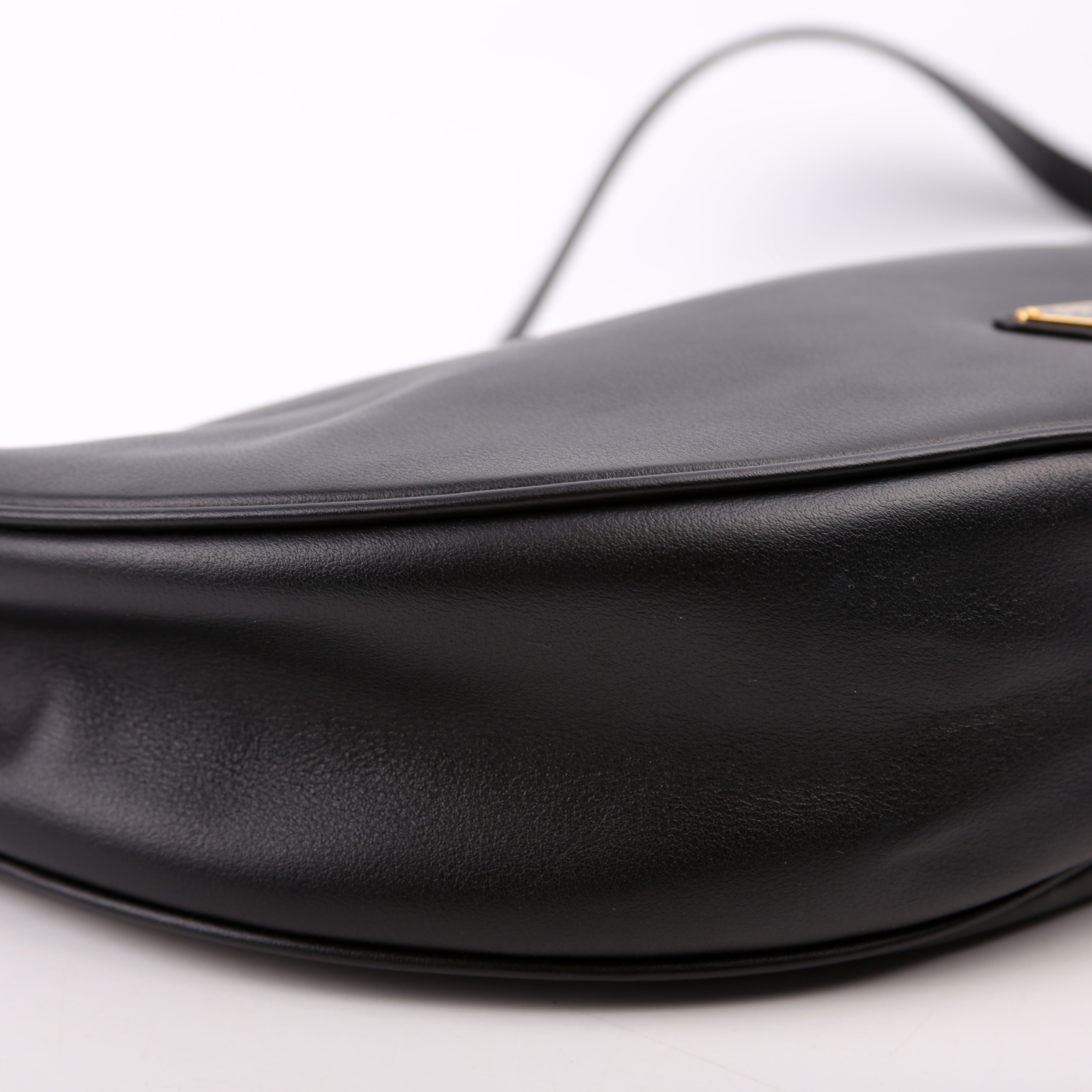 Prada Demi-Lune Calfskin Shoulder Bag Large Black