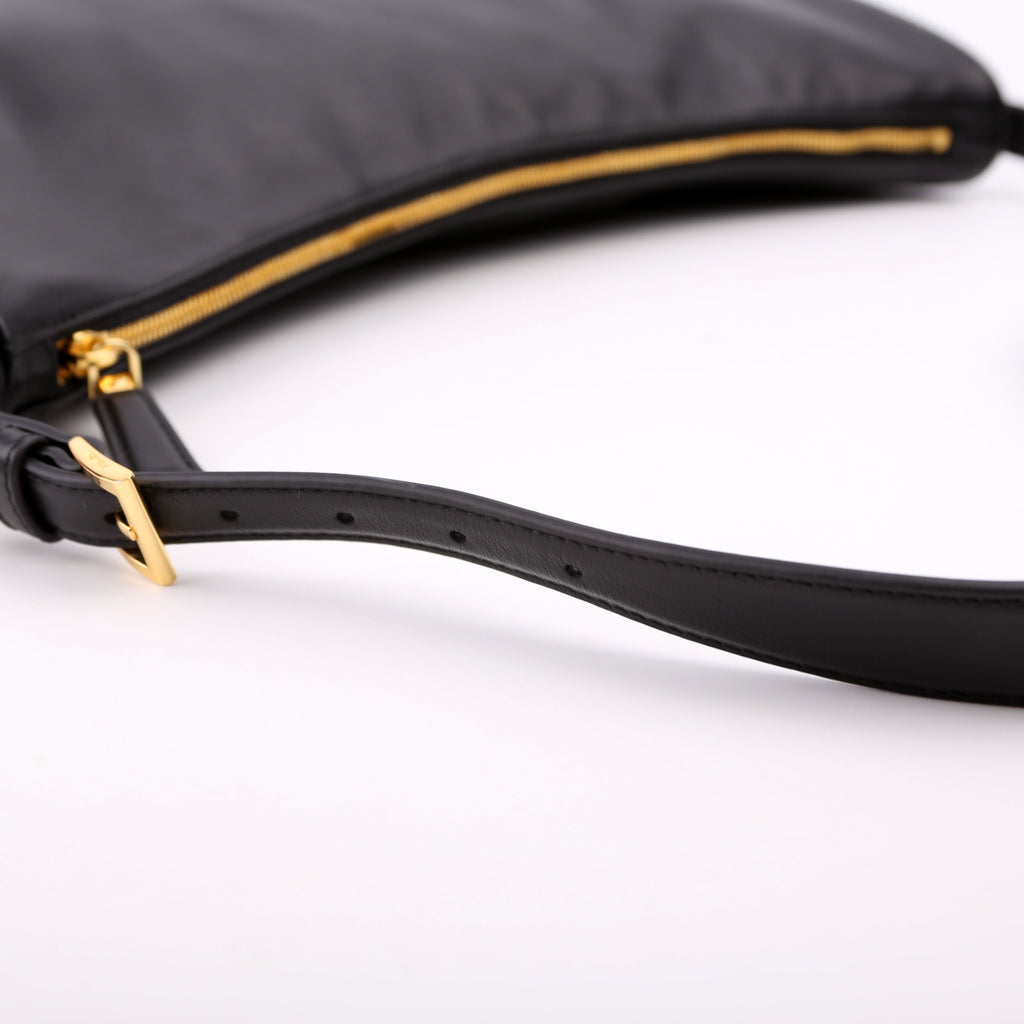 Prada Demi-Lune Calfskin Shoulder Bag Large Black