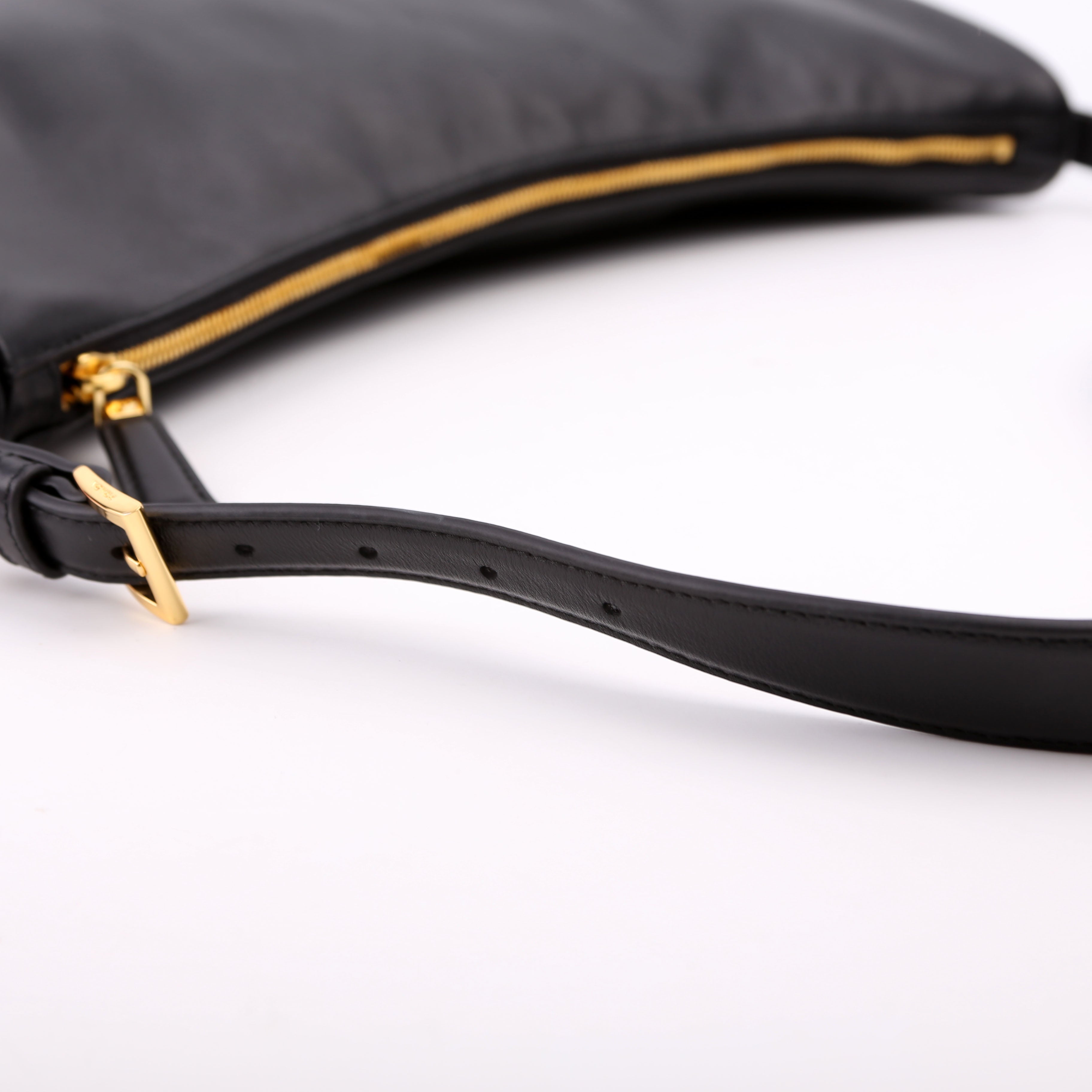 Prada Demi-Lune Calfskin Shoulder Bag Large Black