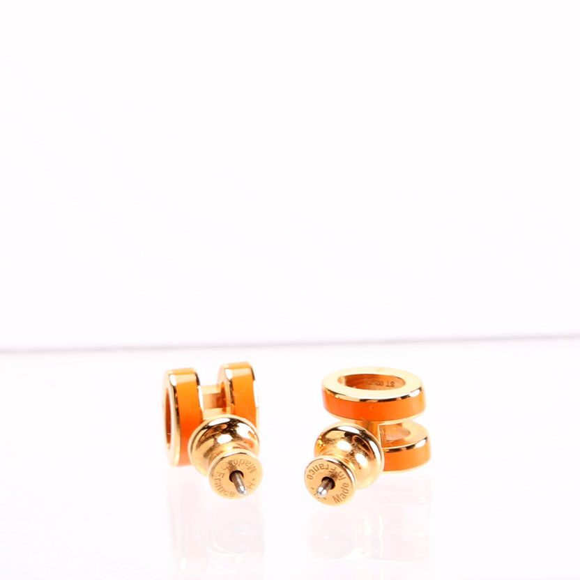 Mini Pop H Stud Earrings Orange/Gold