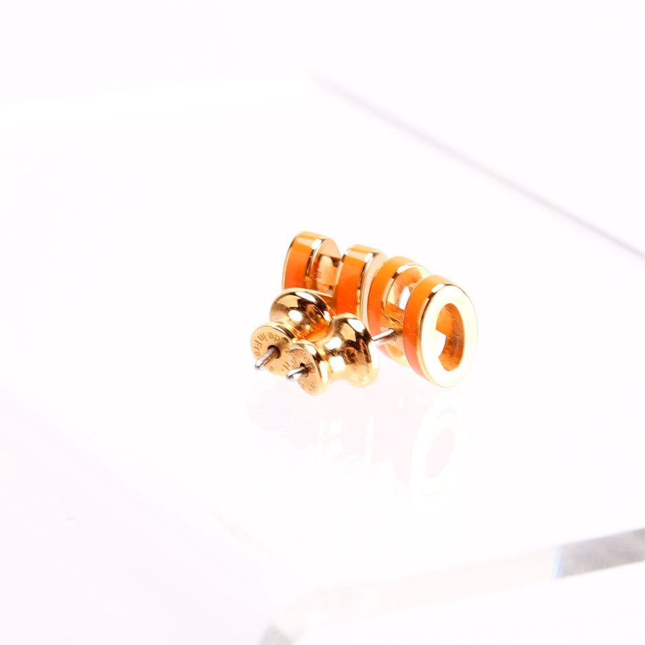 Mini Pop H Stud Earrings Orange/Gold