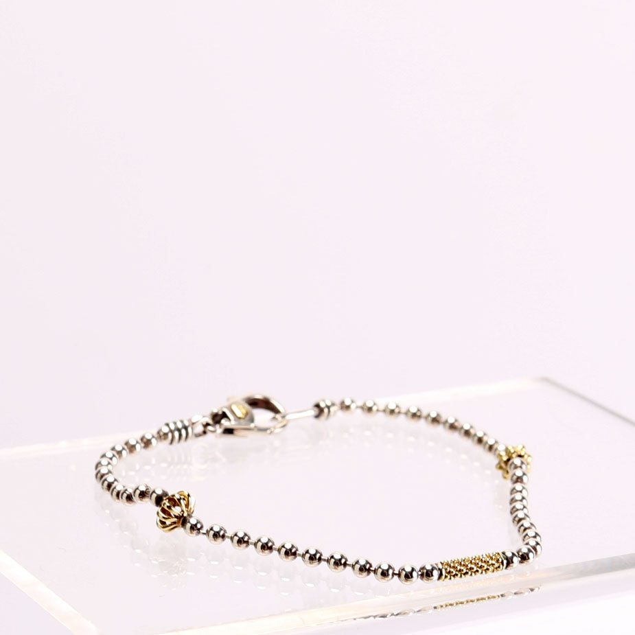 Caviar Icon Two-Tone Beaded Bracelet 925/750