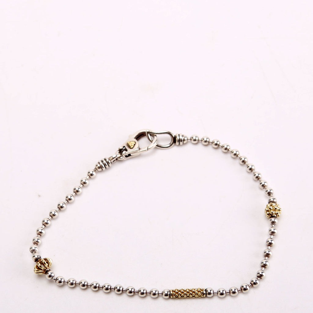Caviar Icon Two-Tone Beaded Bracelet 925/750